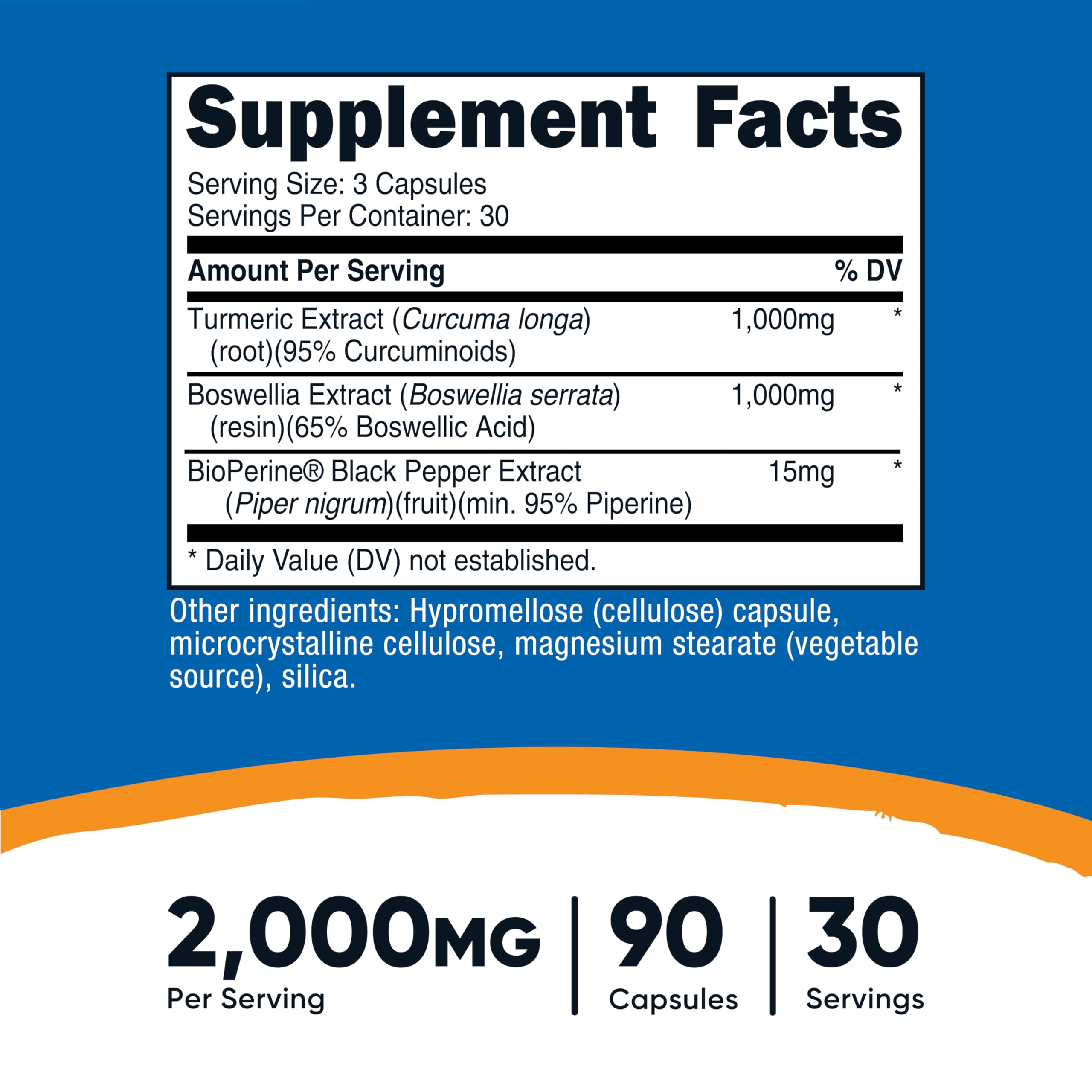 Nutricost Turmeric + Boswellia supplement bottle with label