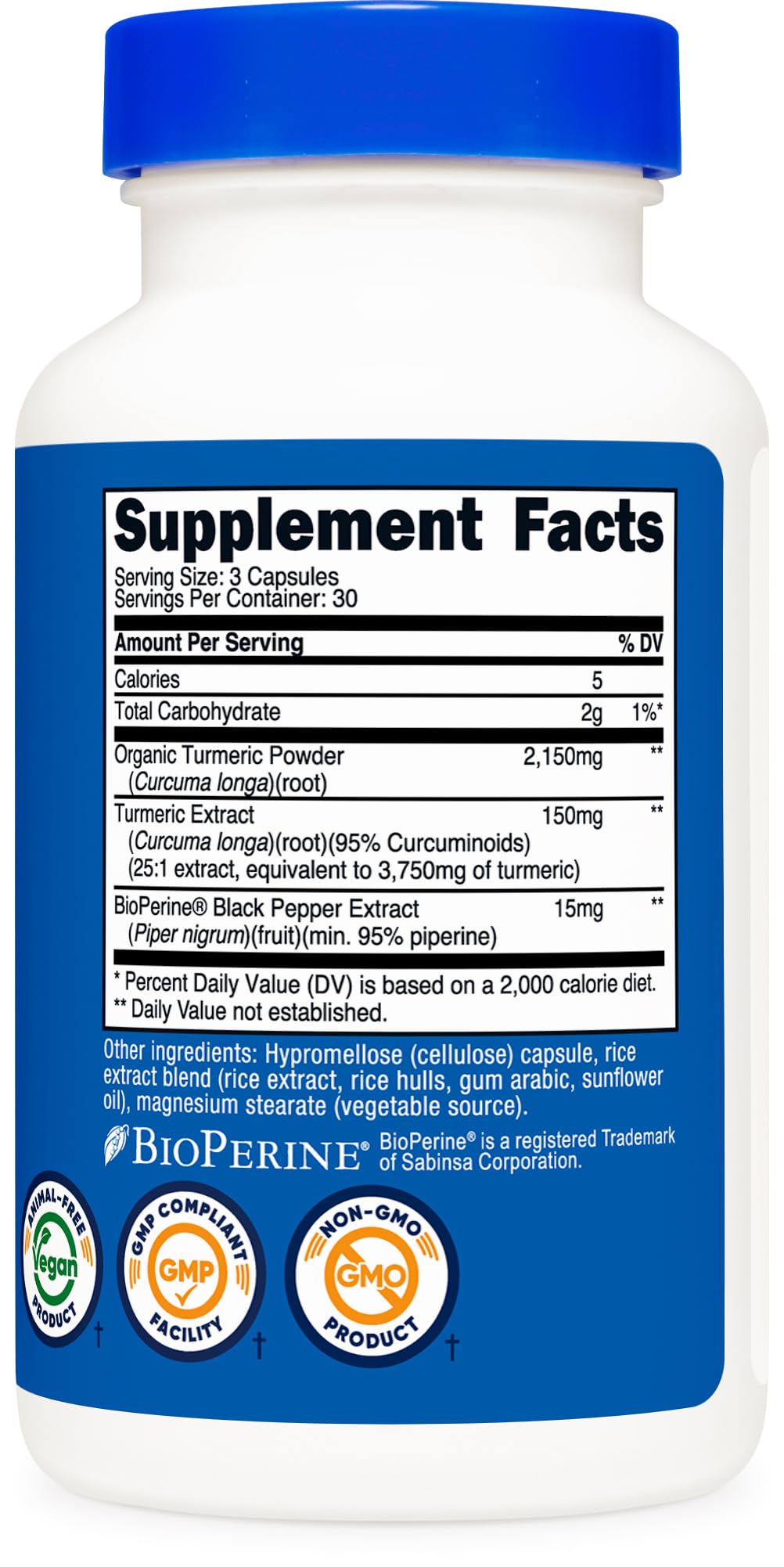 Nutricost Turmeric Supplement bottle with a measuring spoon
