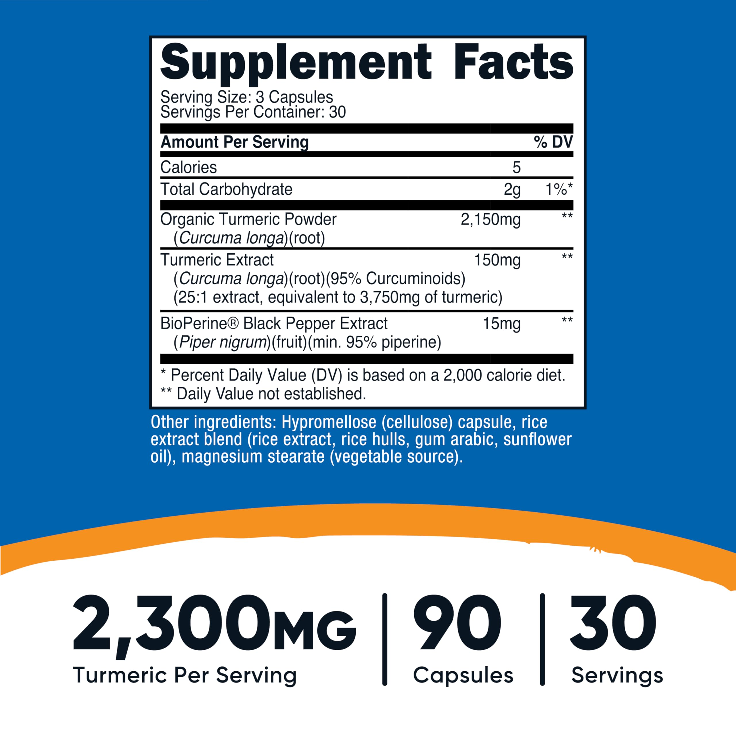 Nutricost Turmeric Supplement side view showing capsule details