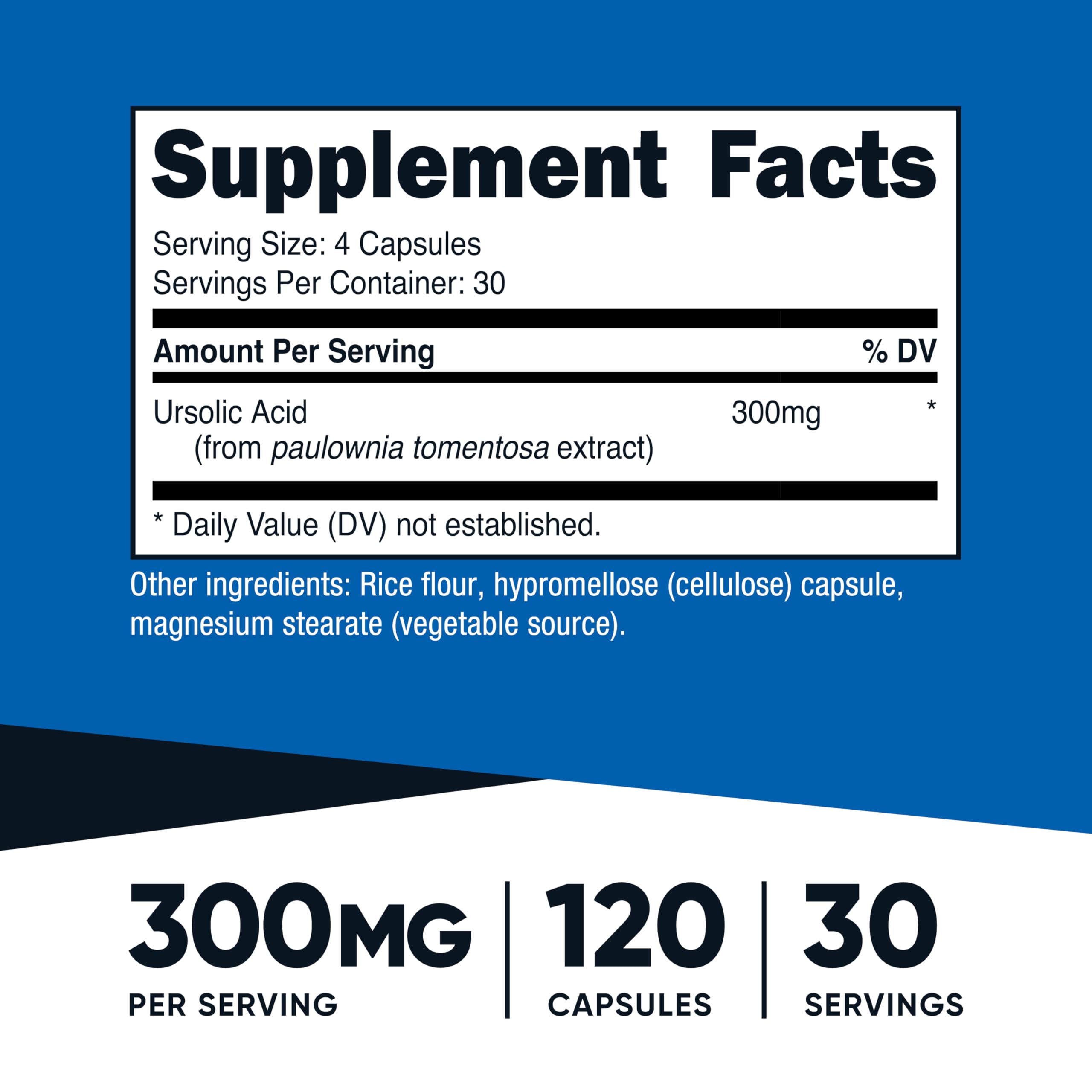 Nutricost Ursolic Acid 300mg label details