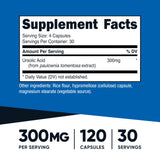 Nutricost Ursolic Acid 300mg label details