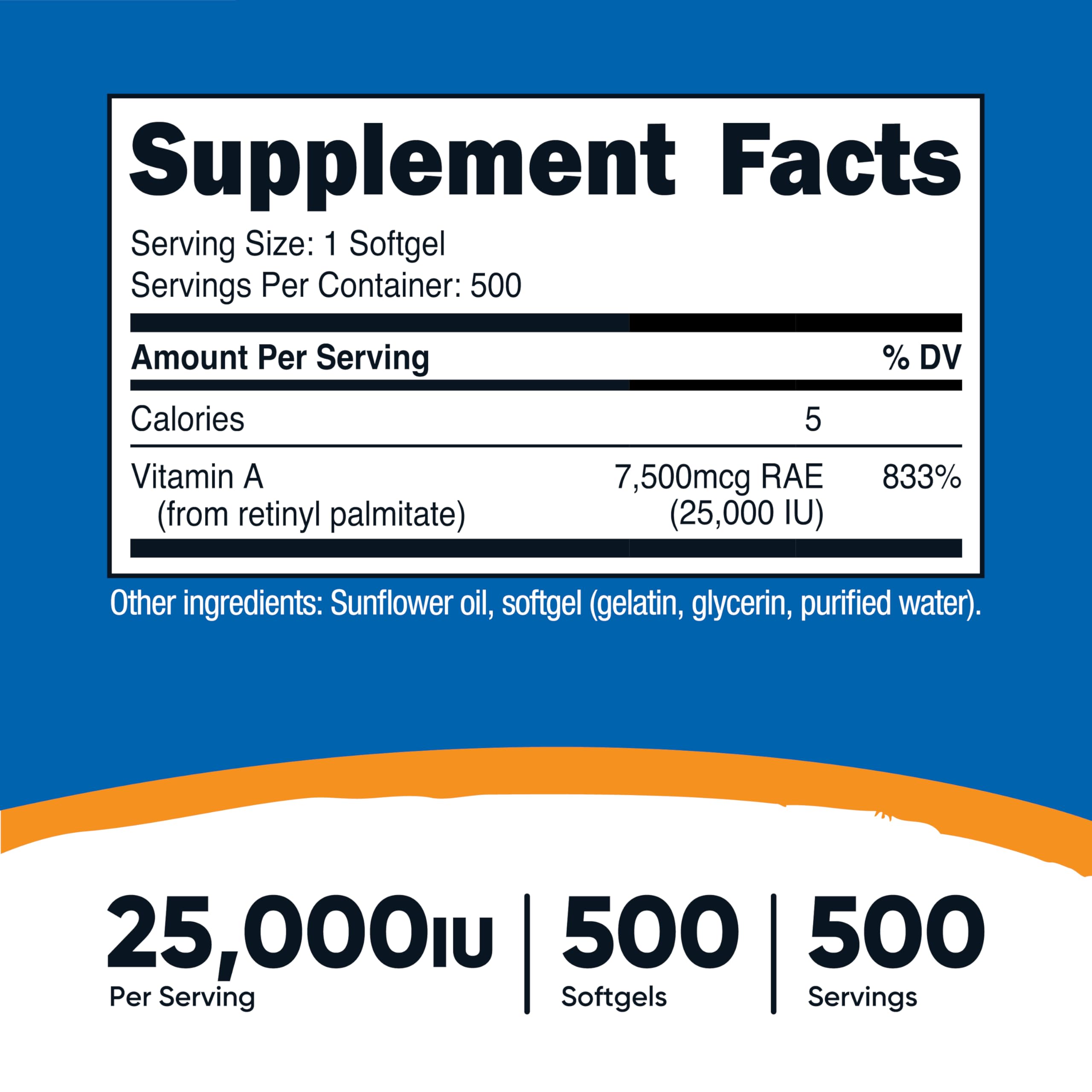 Nutricost Vitamin A Softgels side view showing label