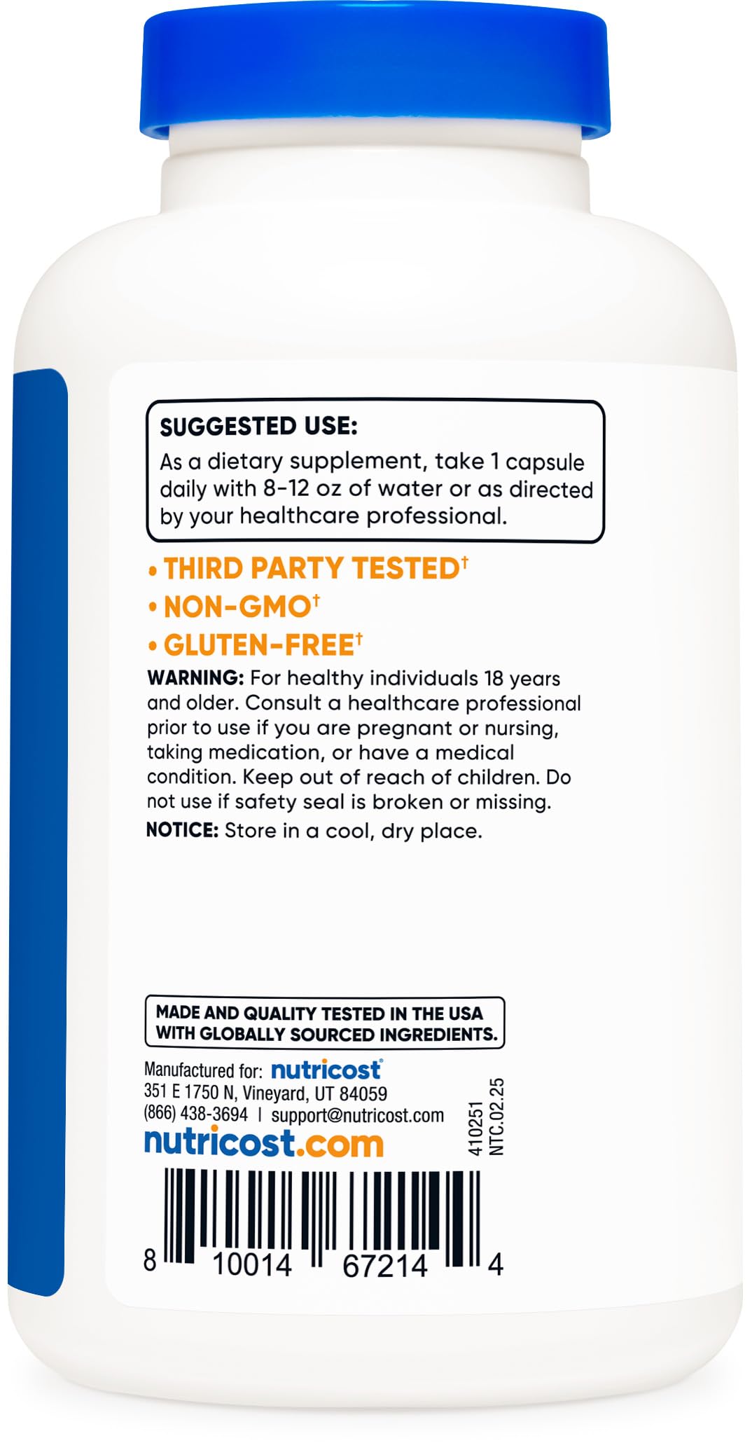 Nutricost Vitamin B12 capsule size comparison
