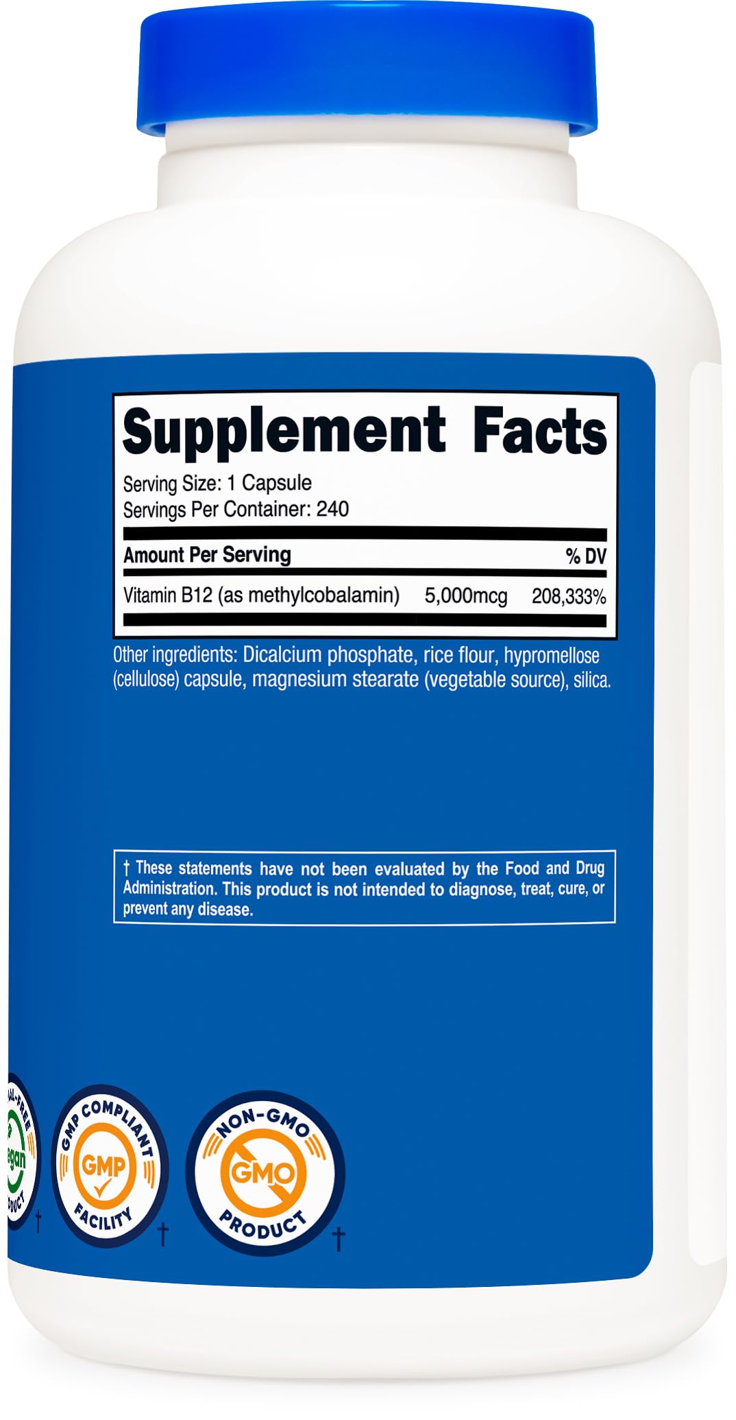 Nutricost Vitamin B12 ingredients list on packaging