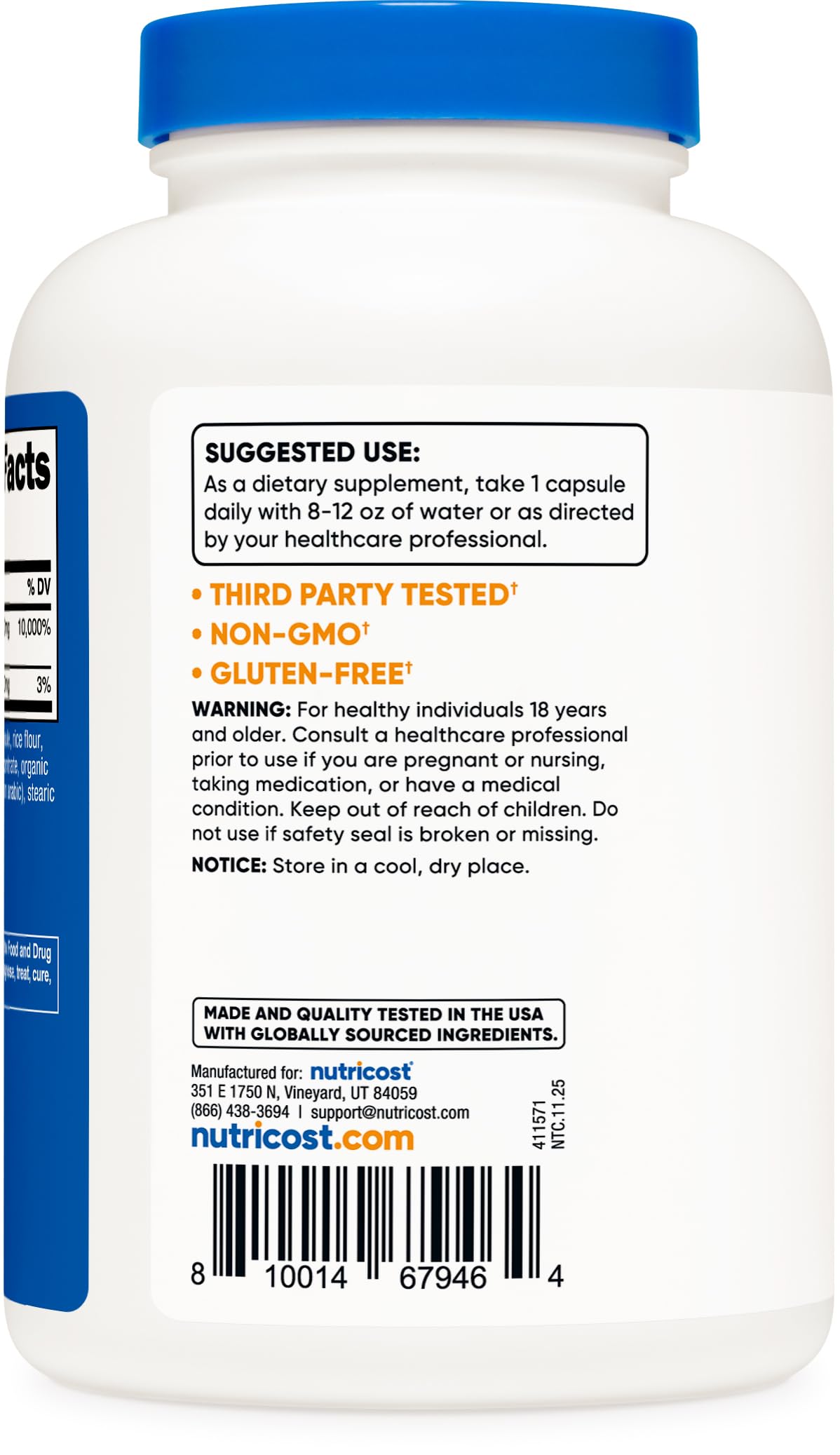 Nutricost Vitamin B5 240 capsules on a table