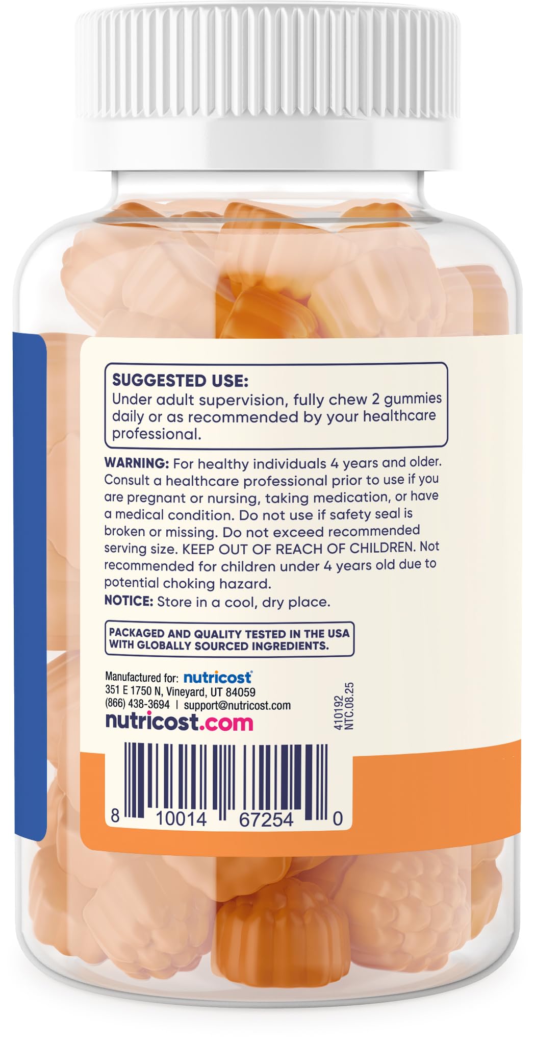Nutricost Vitamin C Gummies bottle with child lock lid