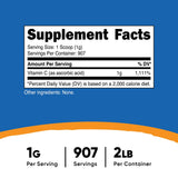 Nutricost Vitamin C Powder 2lbs back view showing nutritional information