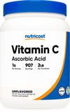 Nutricost Vitamin C Powder 2lbs front view with white lid