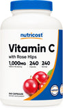 Nutricost Vitamin C with Rose Hip 240 Capsules front view