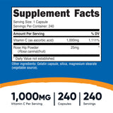 Nutricost Vitamin C with Rose Hip bottle side view