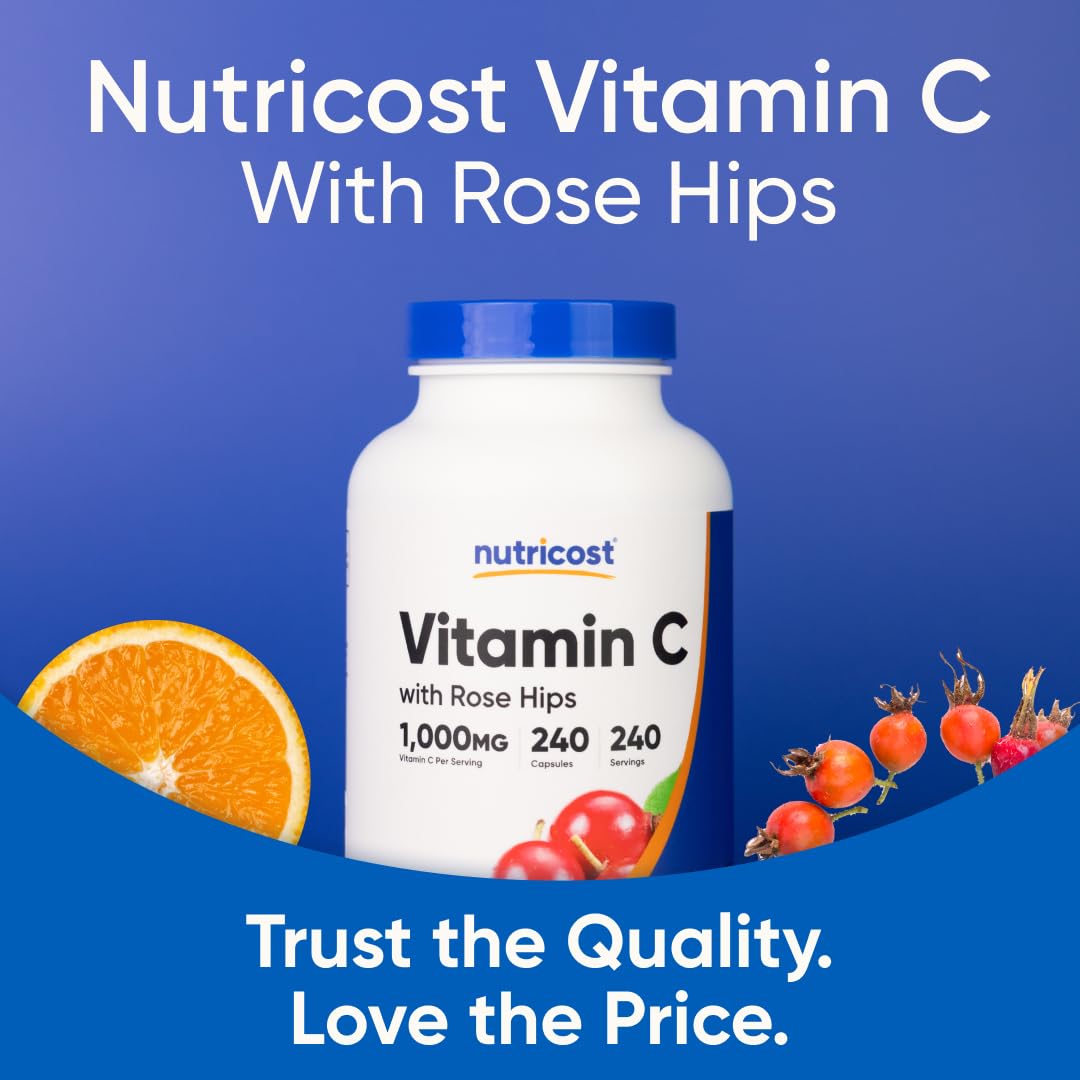 Nutricost Vitamin C with Rose Hip bottle top view