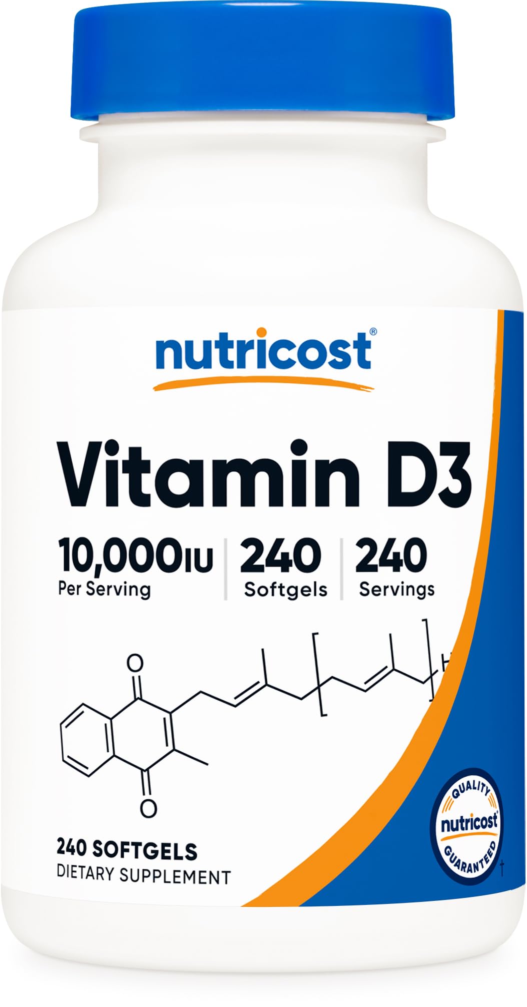 Nutricost Vitamin D3 240 Soft Gels bottle front view