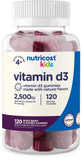 Nutricost Vitamin D3 Gummies bottle front view with mixed berry flavour