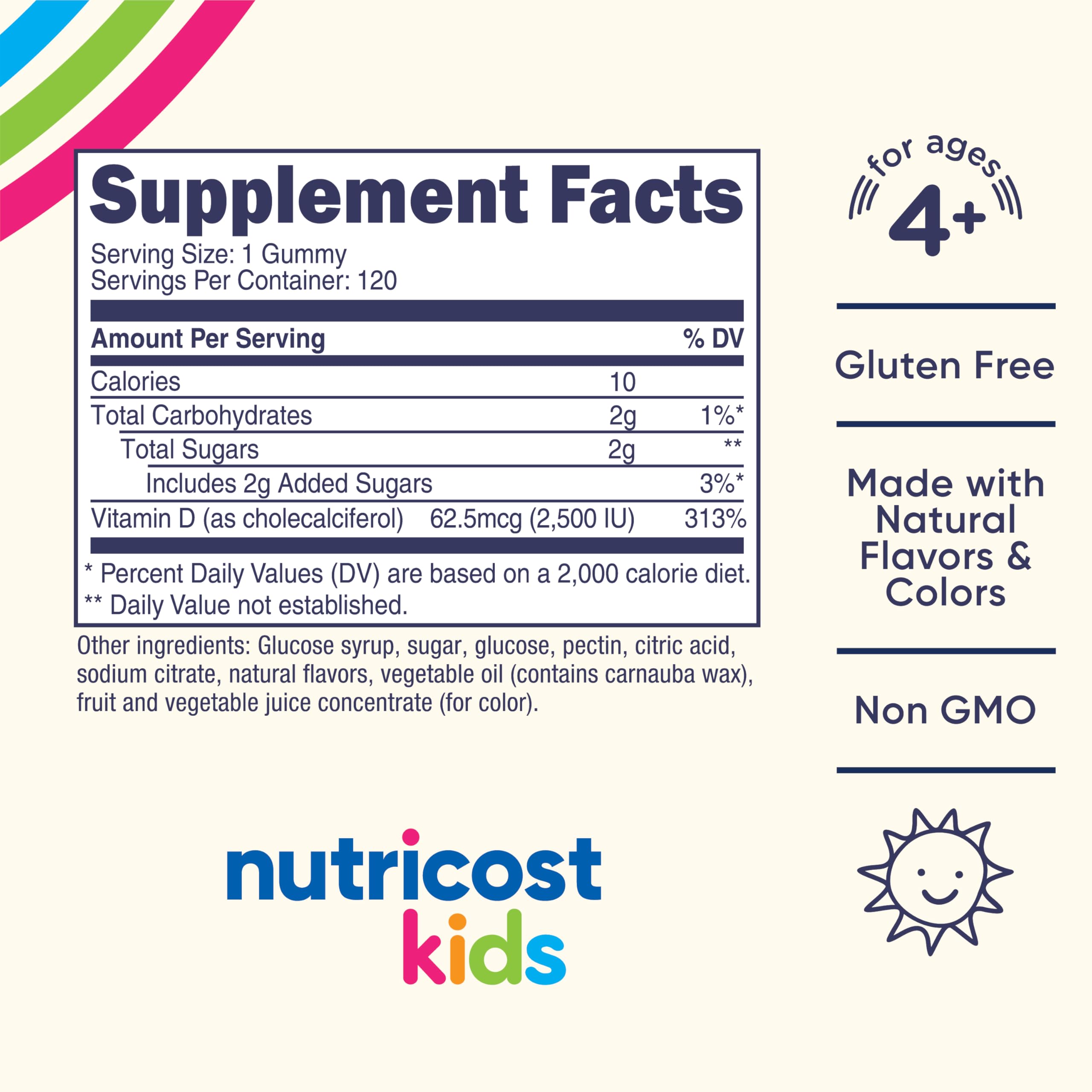 Nutricost Vitamin D3 Gummies side view showing child lock lid