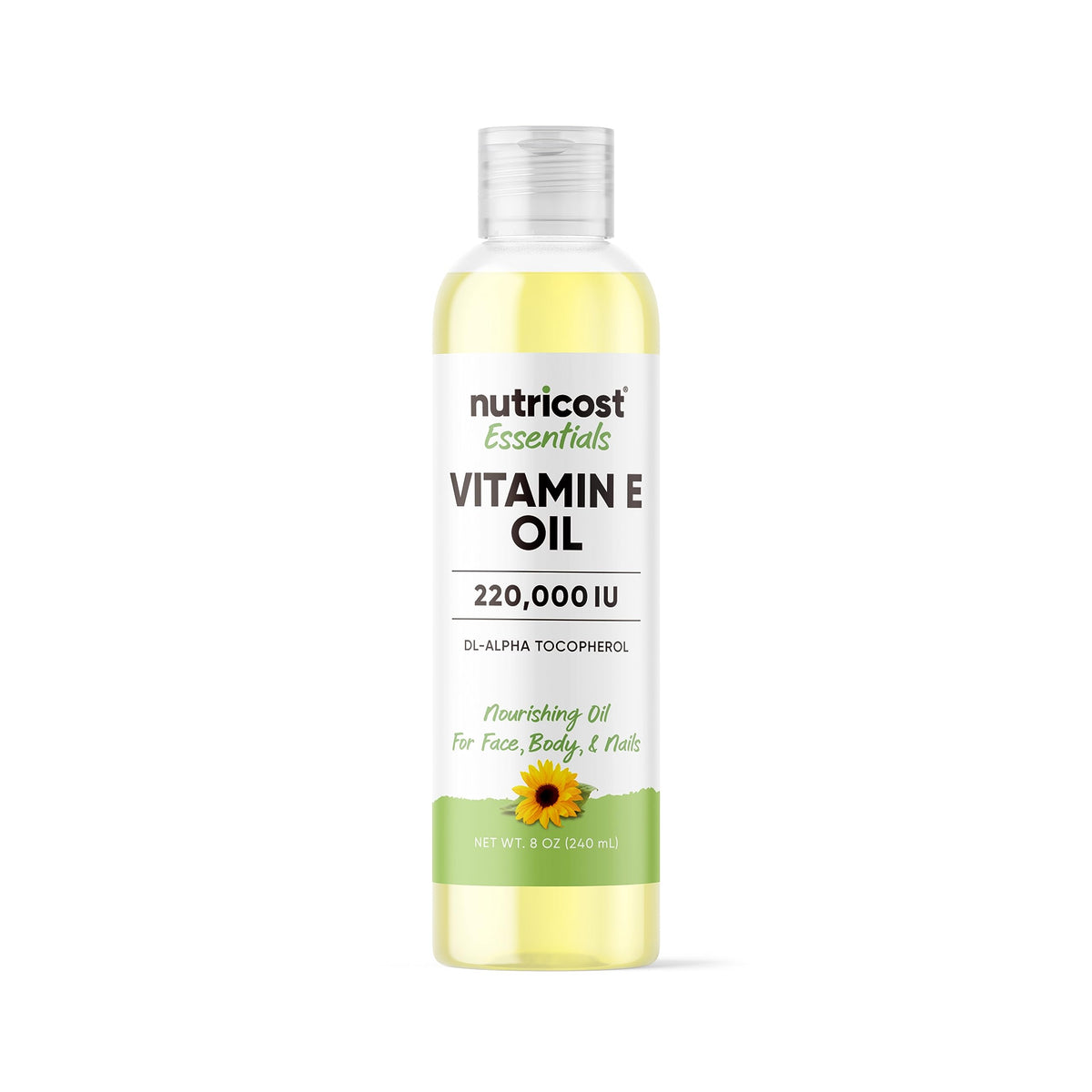 Nutricost Vitamin E Oil 8 oz bottle front view