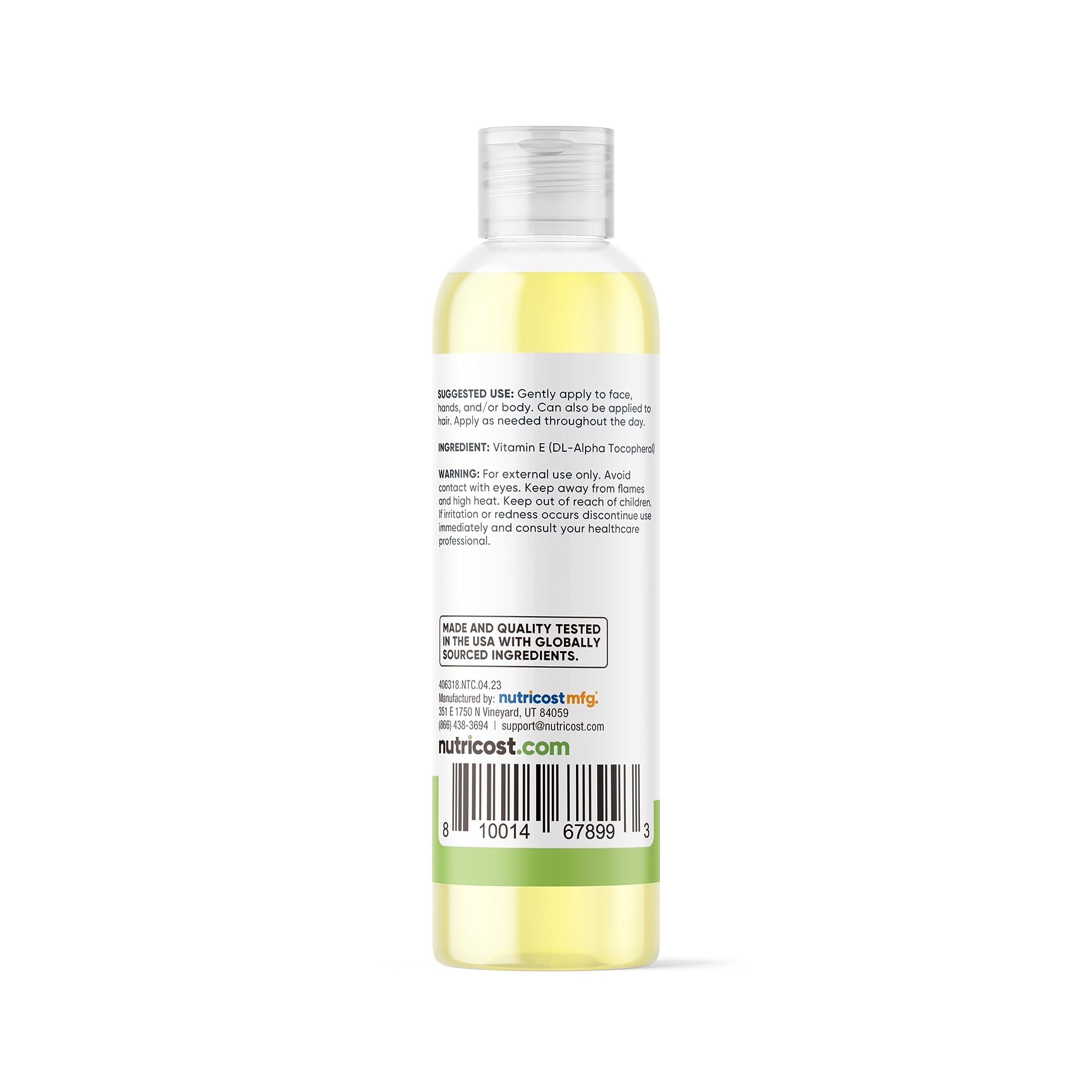 Nutricost Vitamin E Oil 8 oz bottle with dropper
