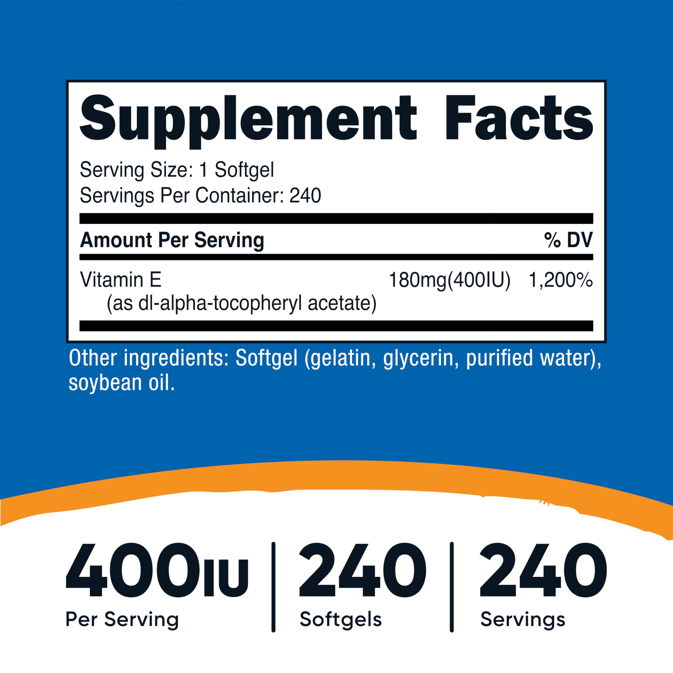 Nutricost Vitamin E Softgel Capsules 240 count bottle