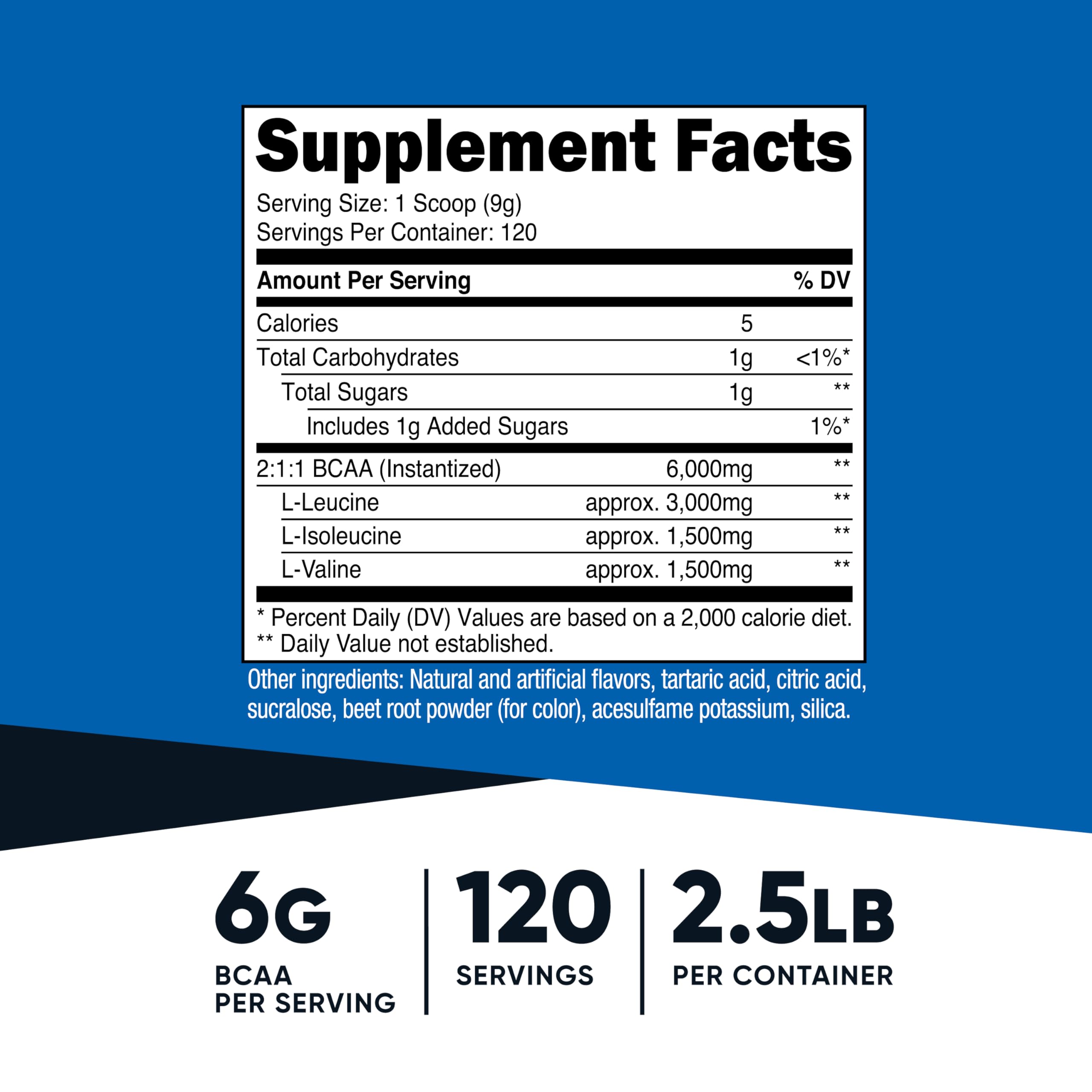 Nutricost Watermelon BCAA Powder side view showing serving size