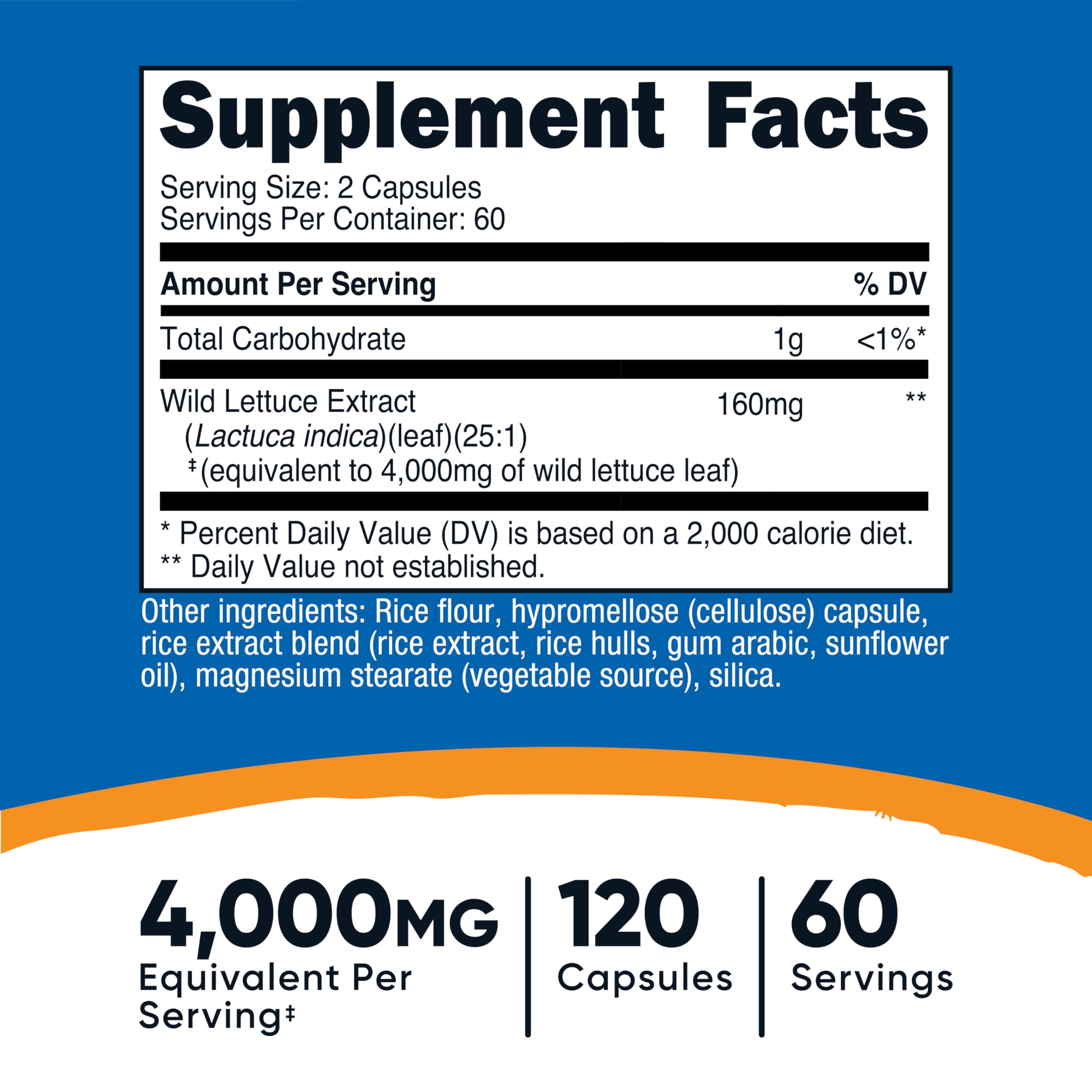 Nutricost Wild Lettuce Extract Capsules showing side label with ingredients