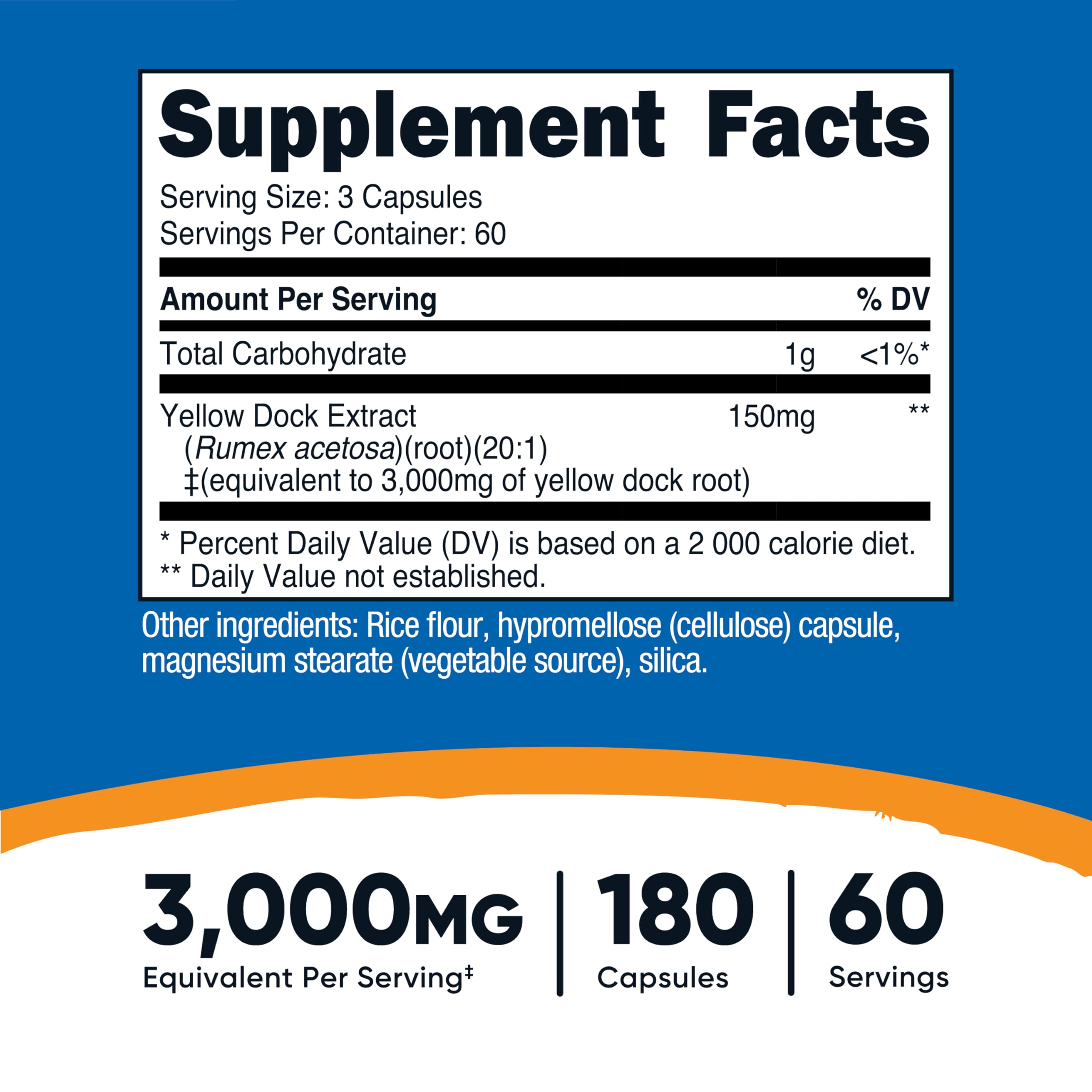 Nutricost Yellow Dock Extract 20:1 capsules side view
