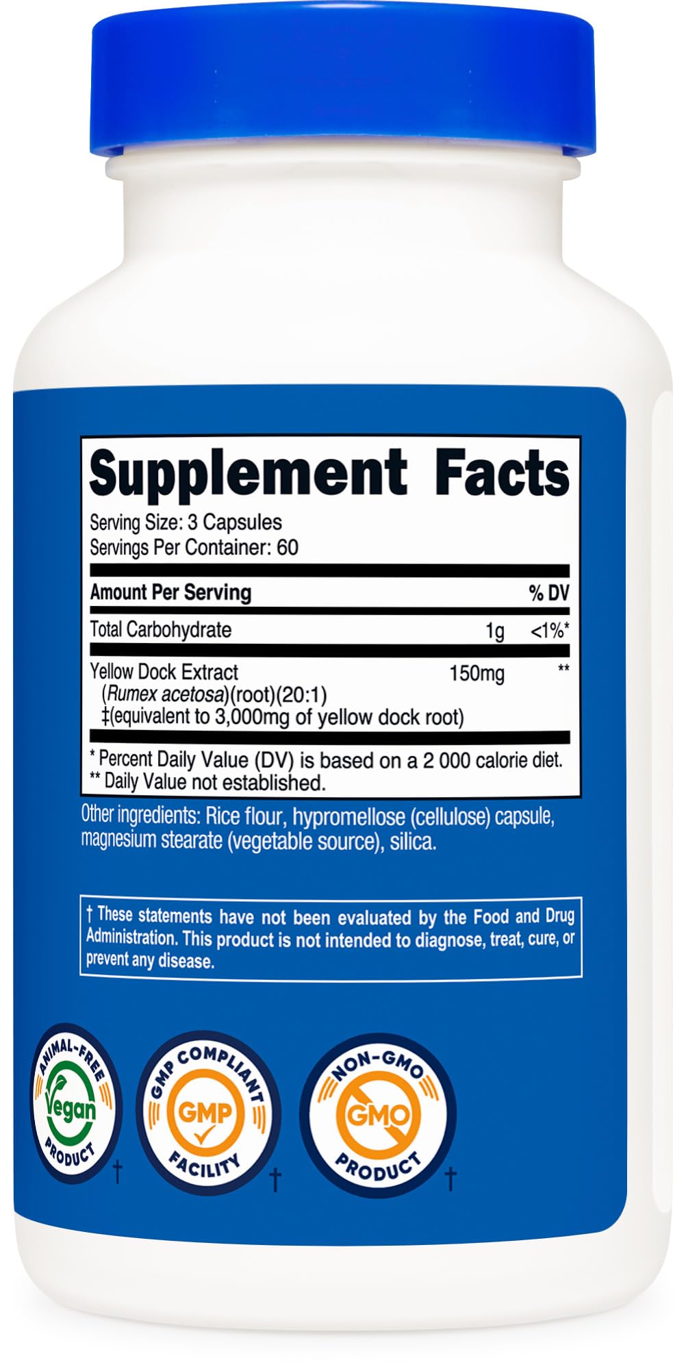 Nutricost Yellow Dock Extract 20:1 capsules with measuring spoon