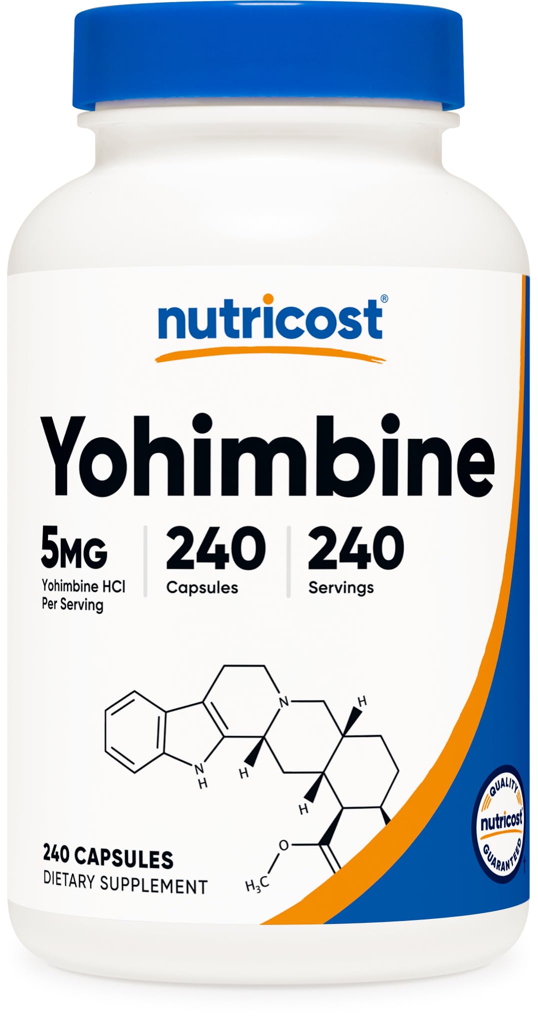 Nutricost Yohimbe Supplement 5mg Yohimbine HCl 240 Capsules front view