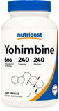 Nutricost Yohimbe Supplement 5mg Yohimbine HCl 240 Capsules front view