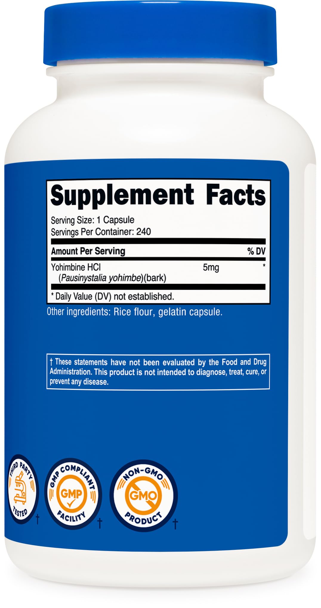 Nutricost Yohimbe Supplement bottle with capsules
