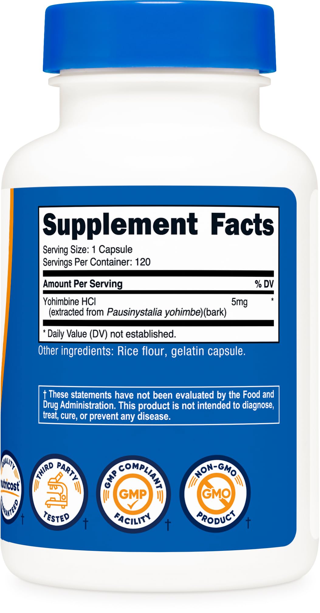 Nutricost Yohimbine HCl capsules in hand
