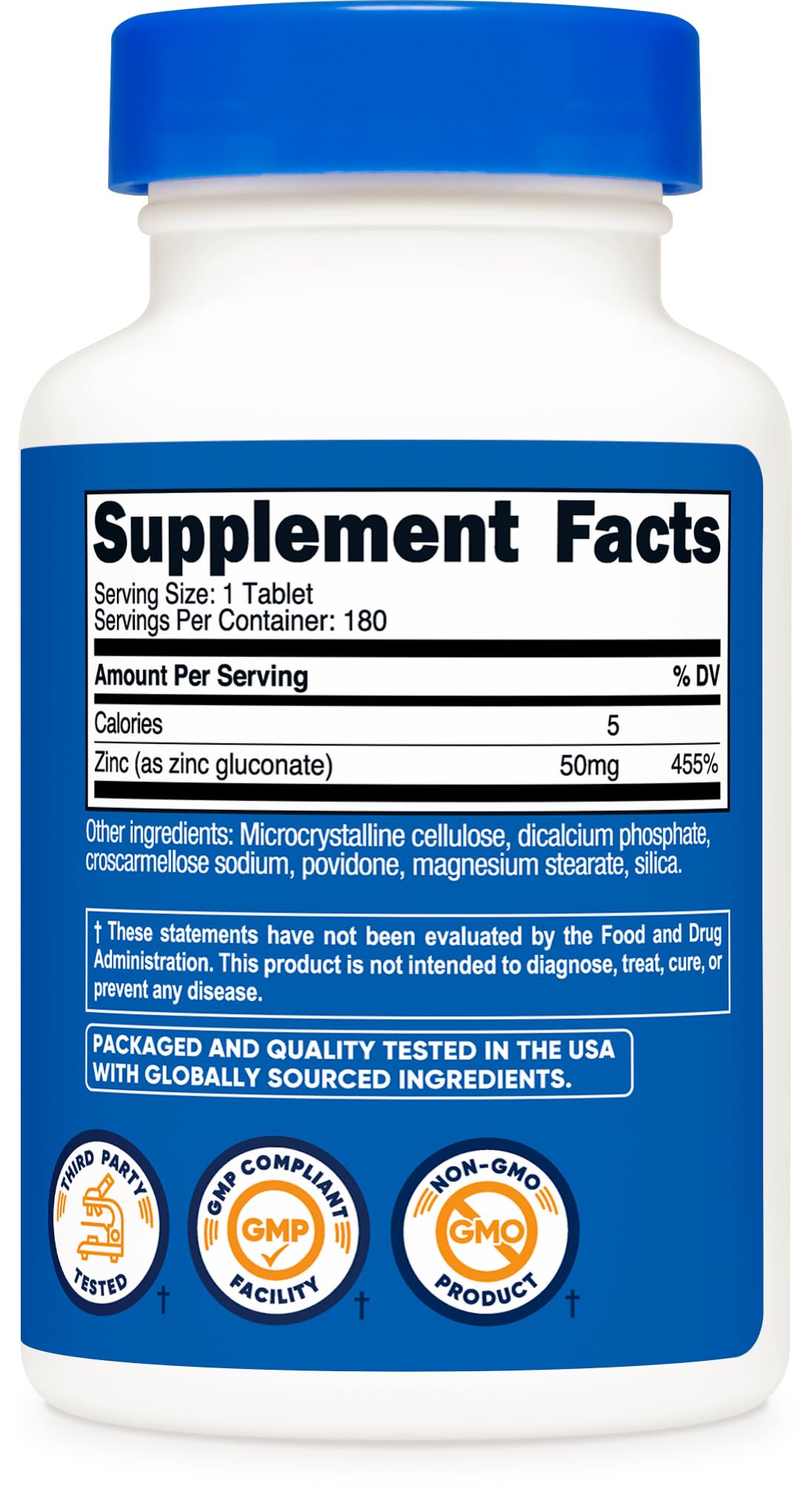 Nutricost Zinc 50mg 180 Tablets on a wooden table