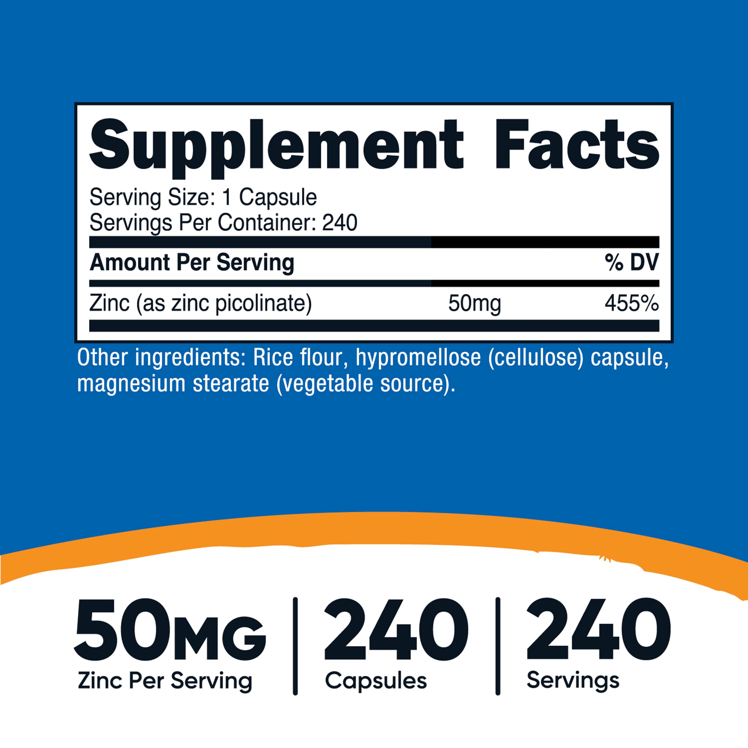 Nutricost Zinc Picolinate 50mg bottle side view