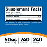 Nutricost Zinc Picolinate 50mg bottle side view
