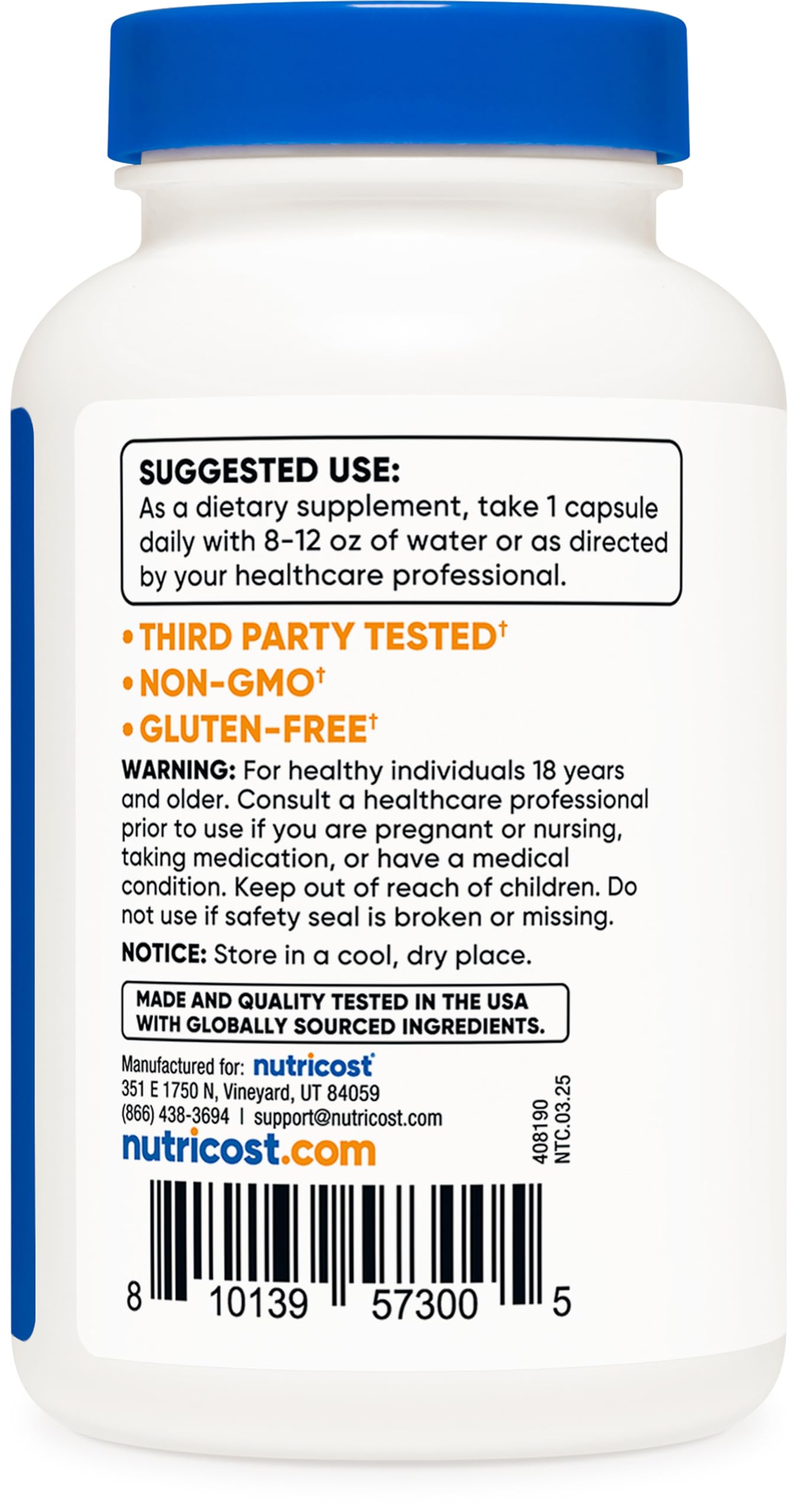 Nutricost Zinc Picolinate 50mg ingredients list