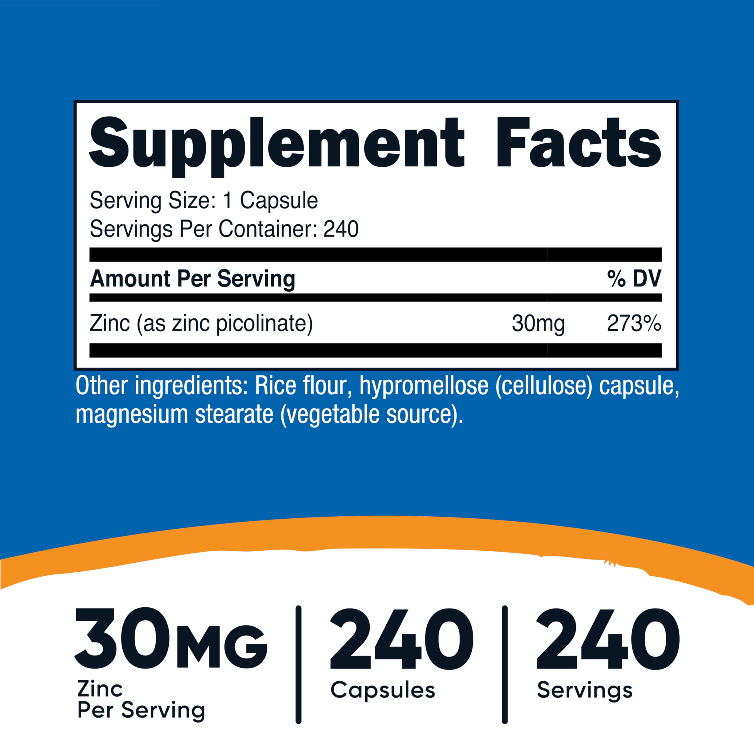 Nutricost Zinc Picolinate bottle side view
