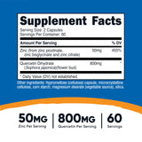 Nutricost Zinc with Quercetin 50mg 60 Capsules side view