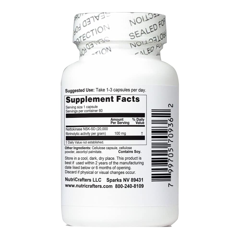 NutriCrafters Nattokinase supplement facts label