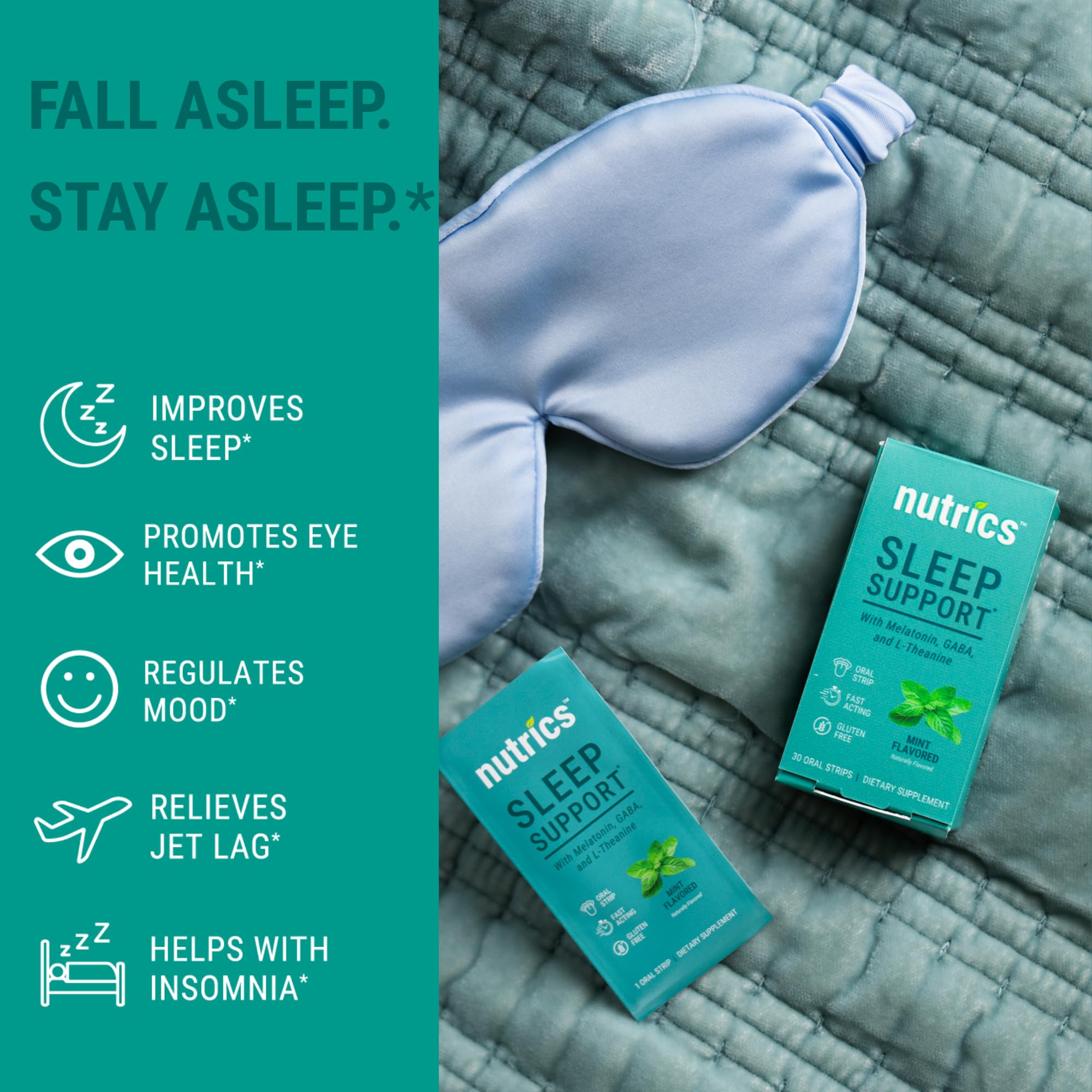 Nutrics Dissolving Melatonin Strips Mint Green close-up