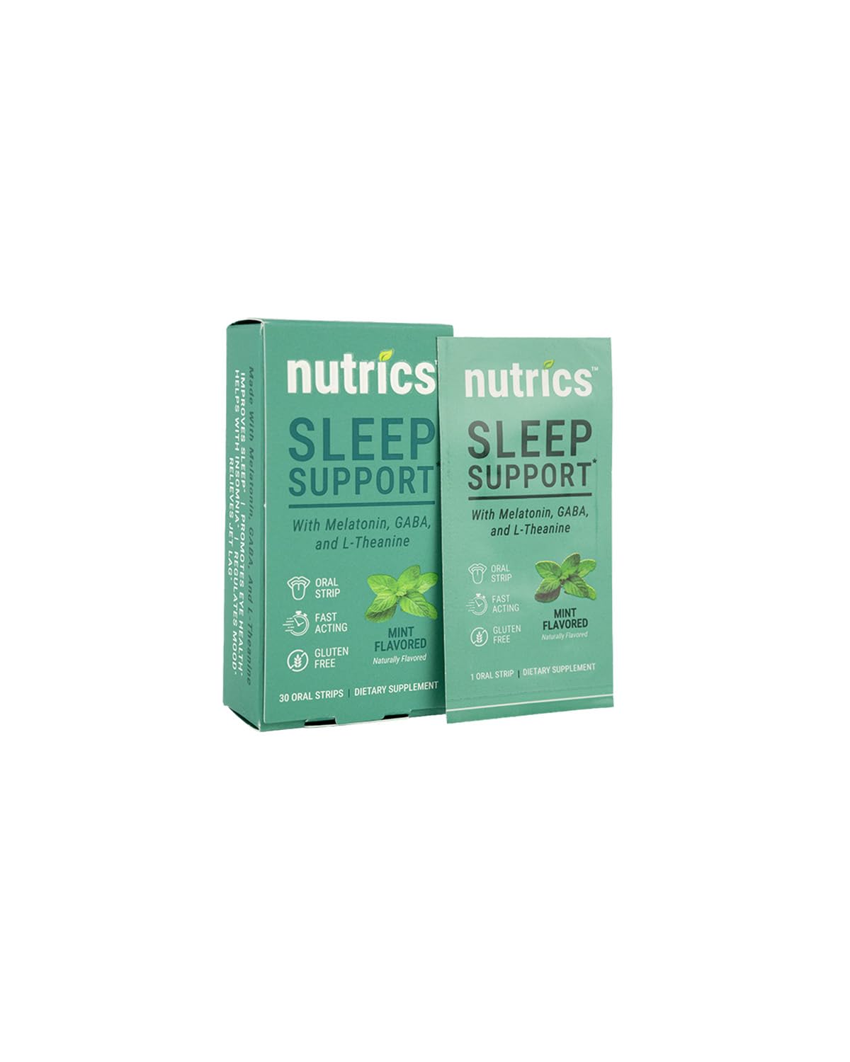 Nutrics Dissolving Melatonin Strips Mint Green front view
