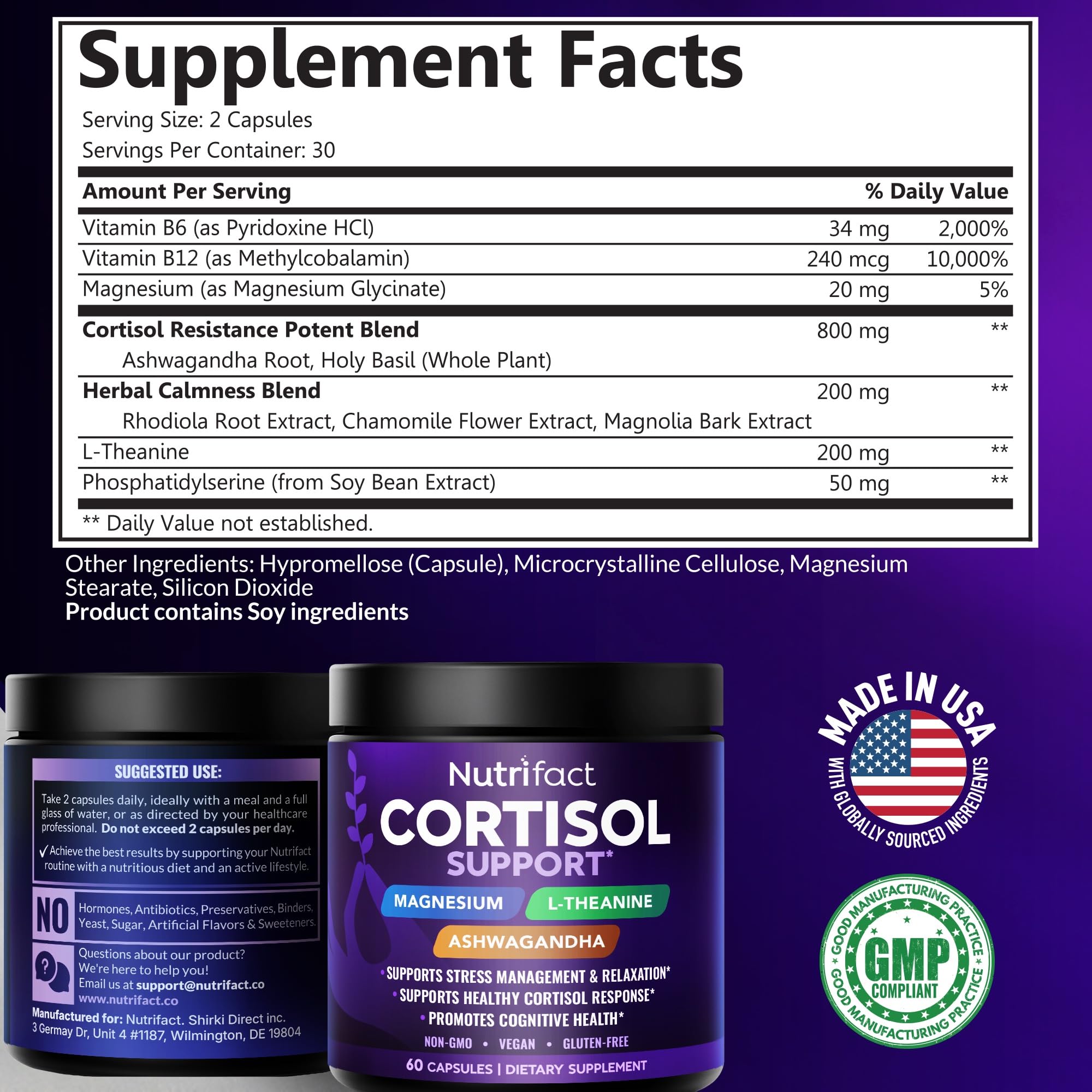 NutriFact Adrenal Extracts bottle side view