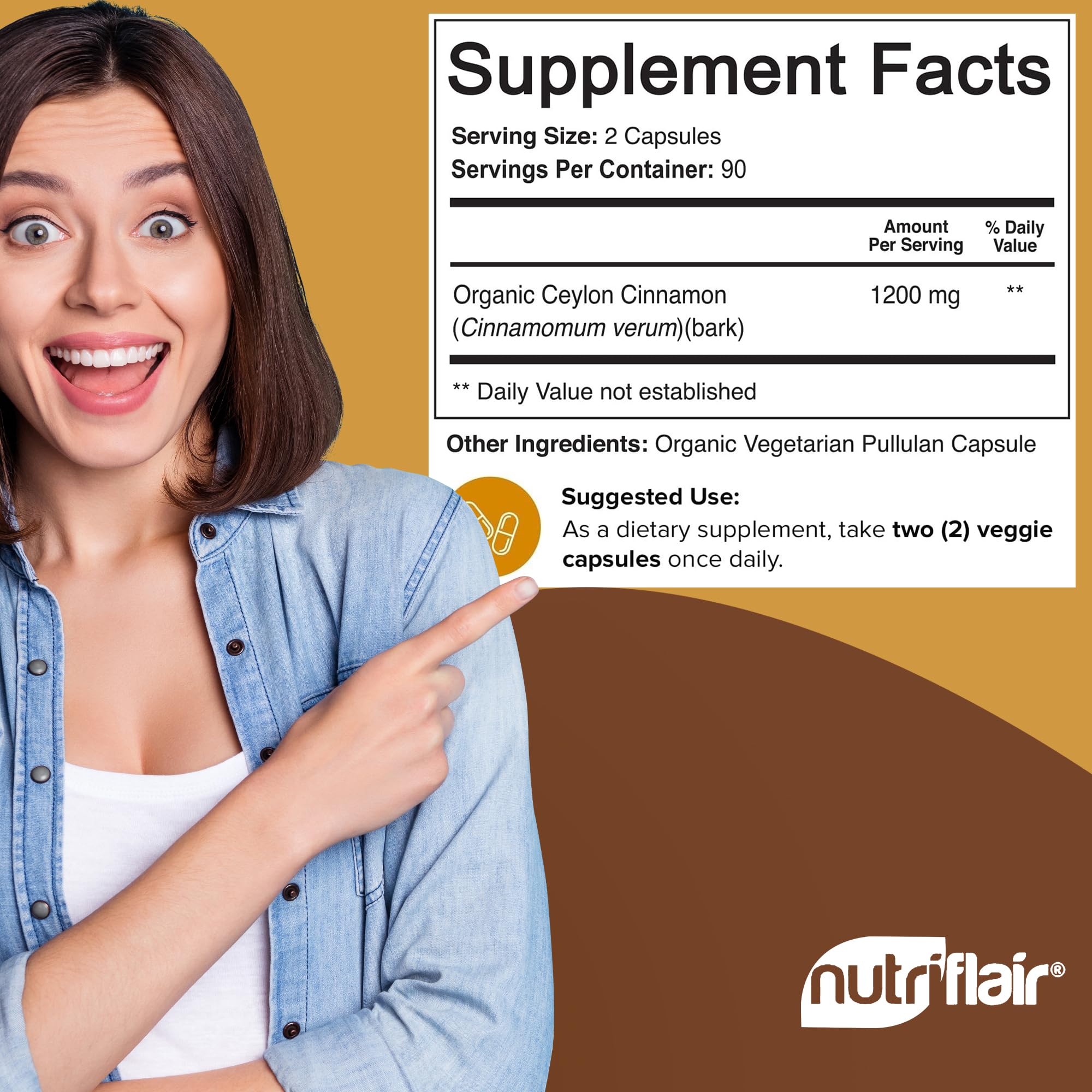 NutriFlair Ceylon Cinnamon bottle side view