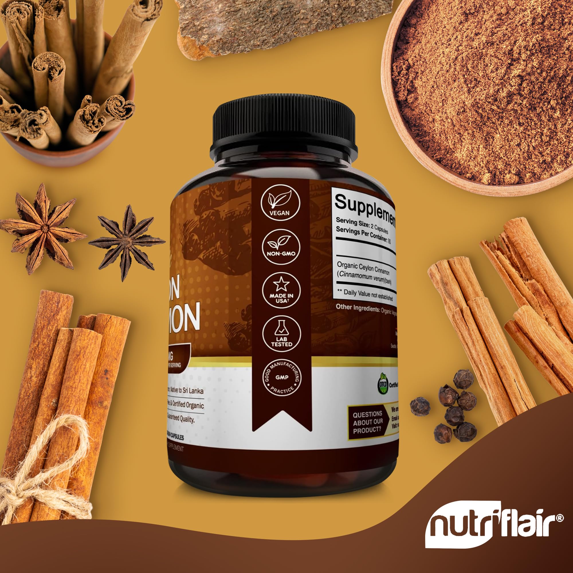 NutriFlair Ceylon Cinnamon capsules close-up