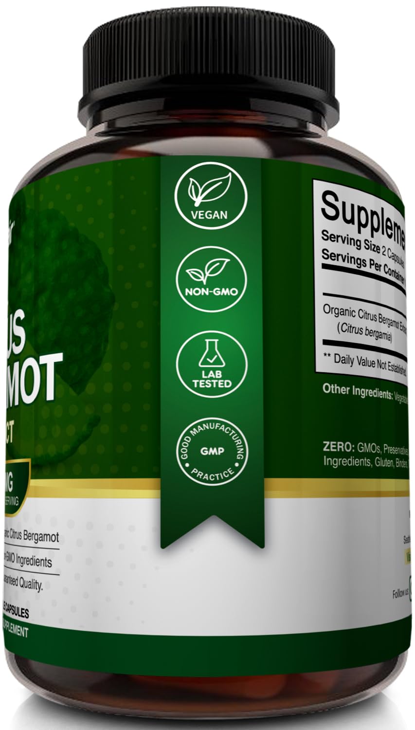 NutriFlair Citrus Bergamot Extract 1400 mg bottle with capsules displayed