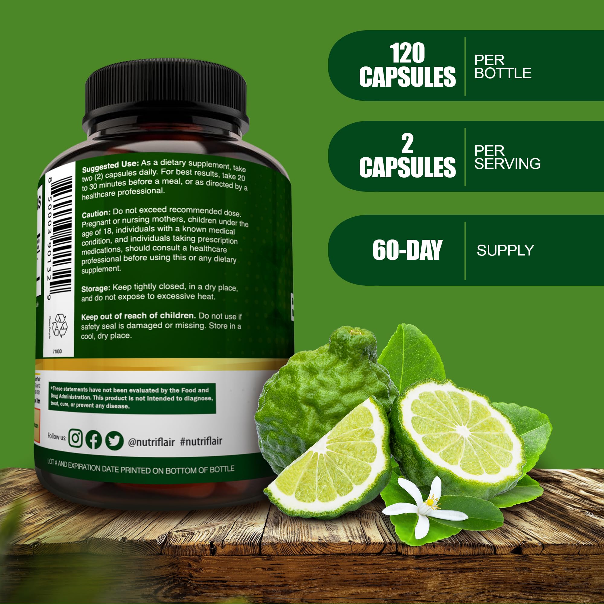 NutriFlair Citrus Bergamot Extract 1400 mg capsules close-up