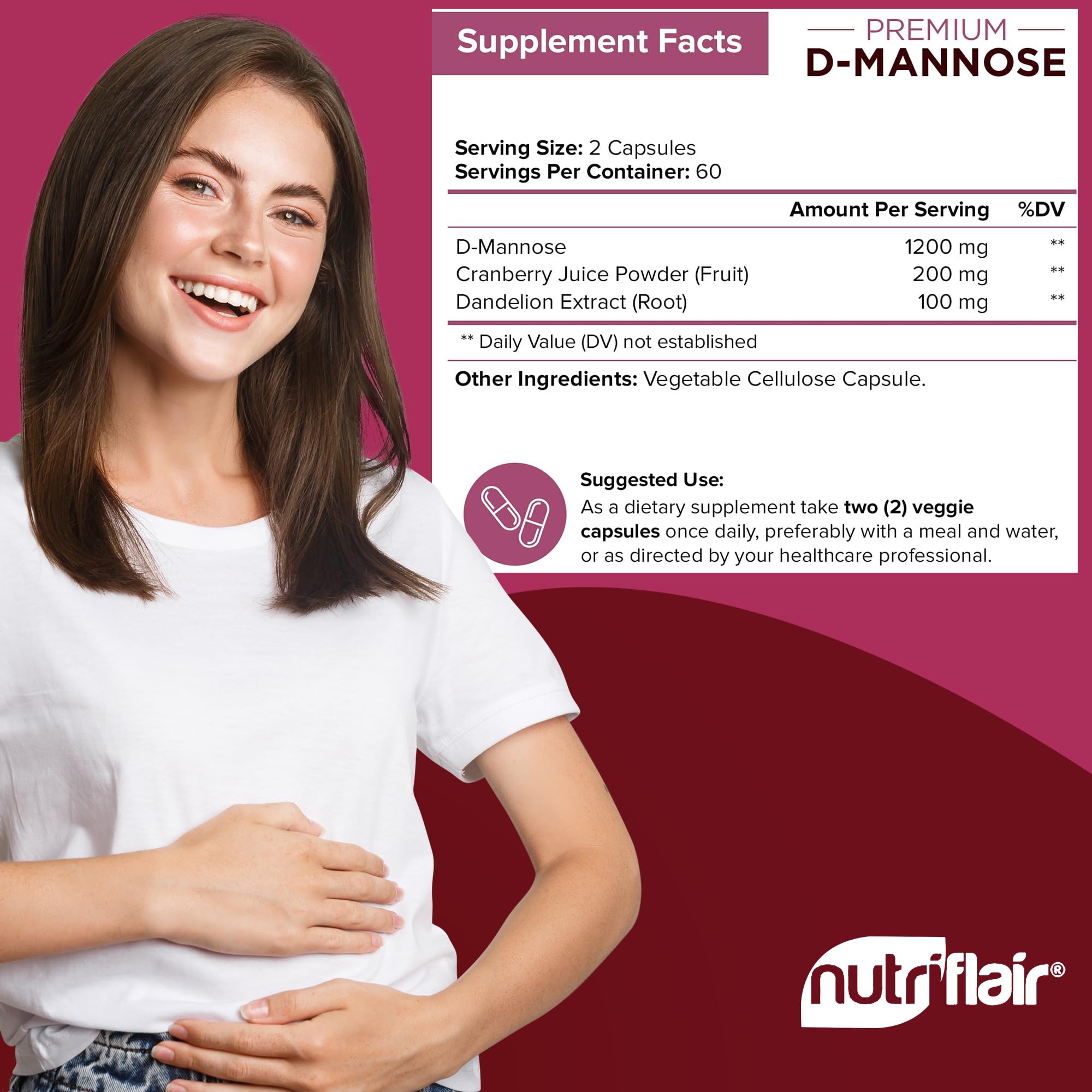 NutriFlair D-Mannose Supplement label close-up