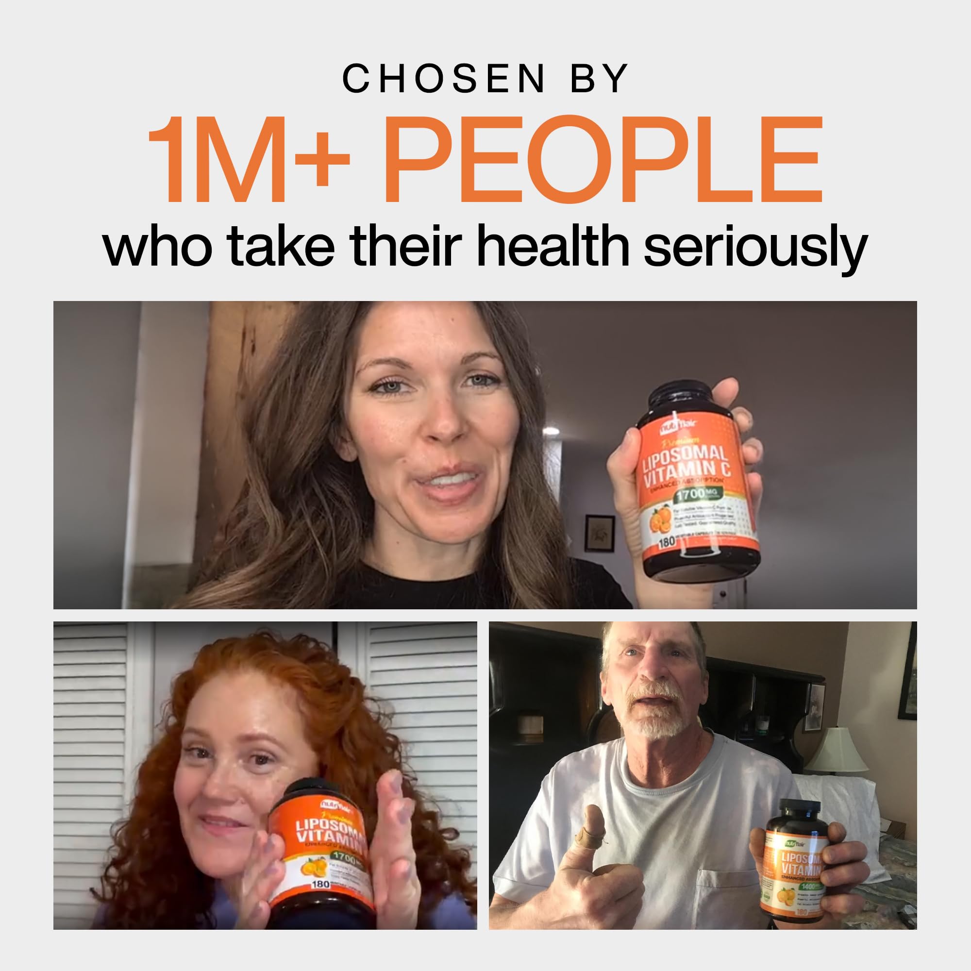 NutriFlair Liposomal Vitamin C 1700mg lifestyle scene with supplements
