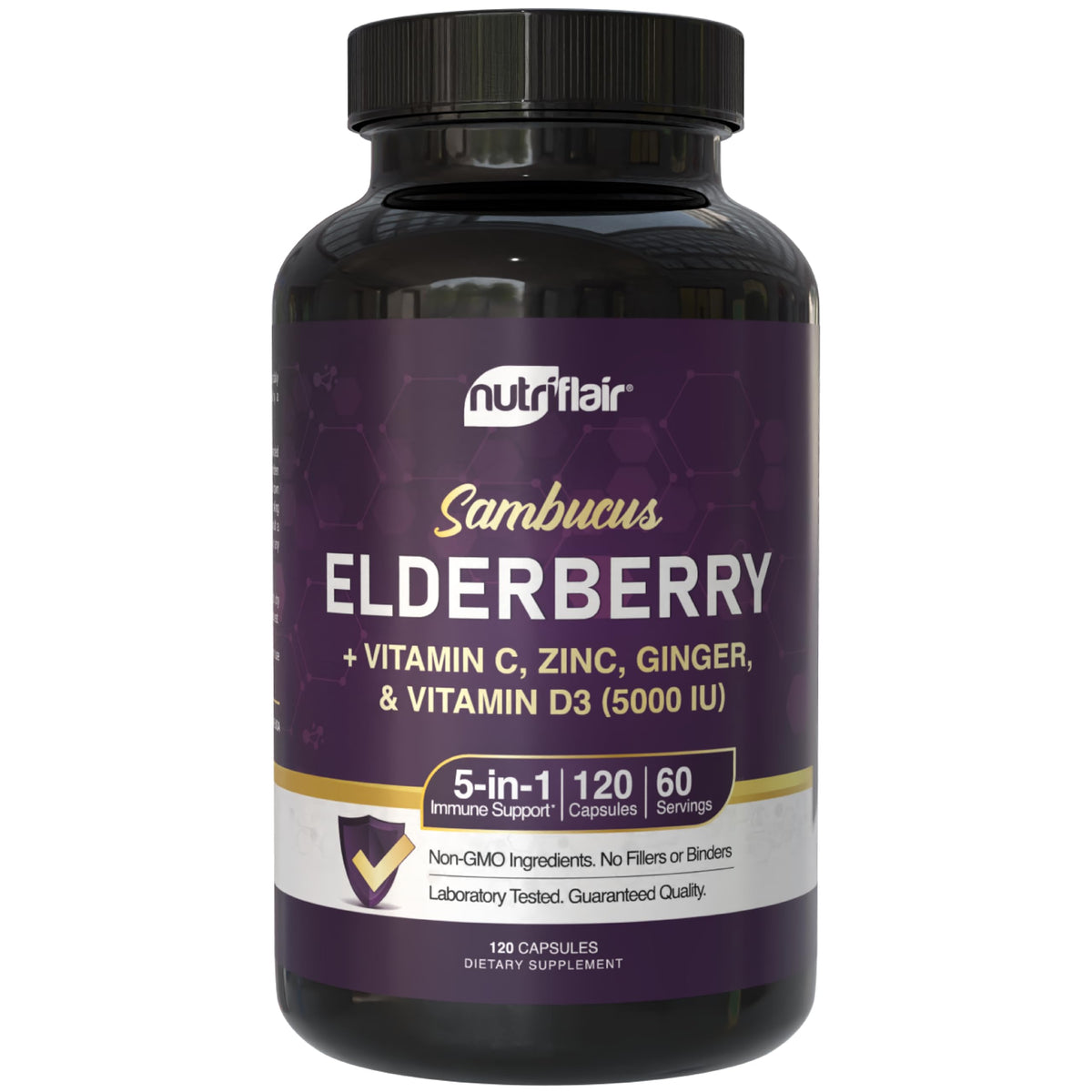NutriFlair Sambucus Elderberry Capsules 1000mg front view