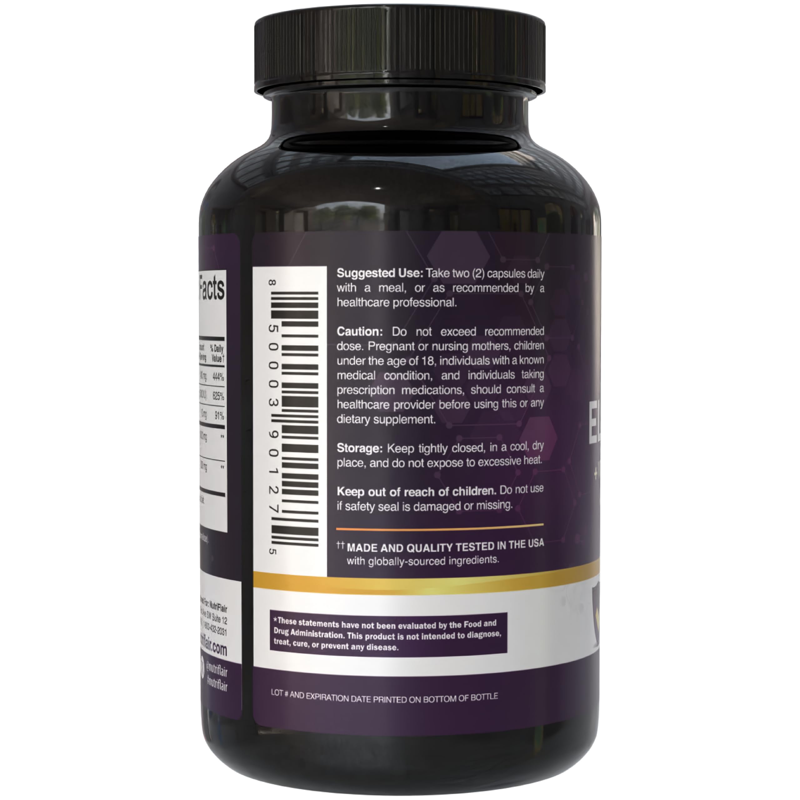 NutriFlair Sambucus Elderberry Capsules 1000mg on a wooden table