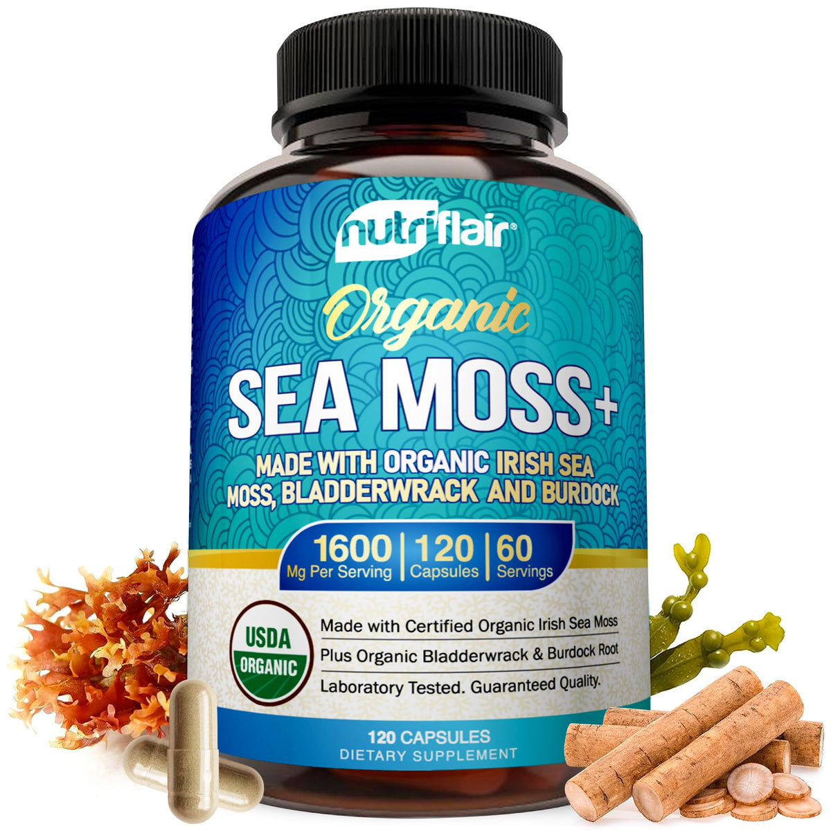 NutriFlair Sea Moss Capsules bottle front view