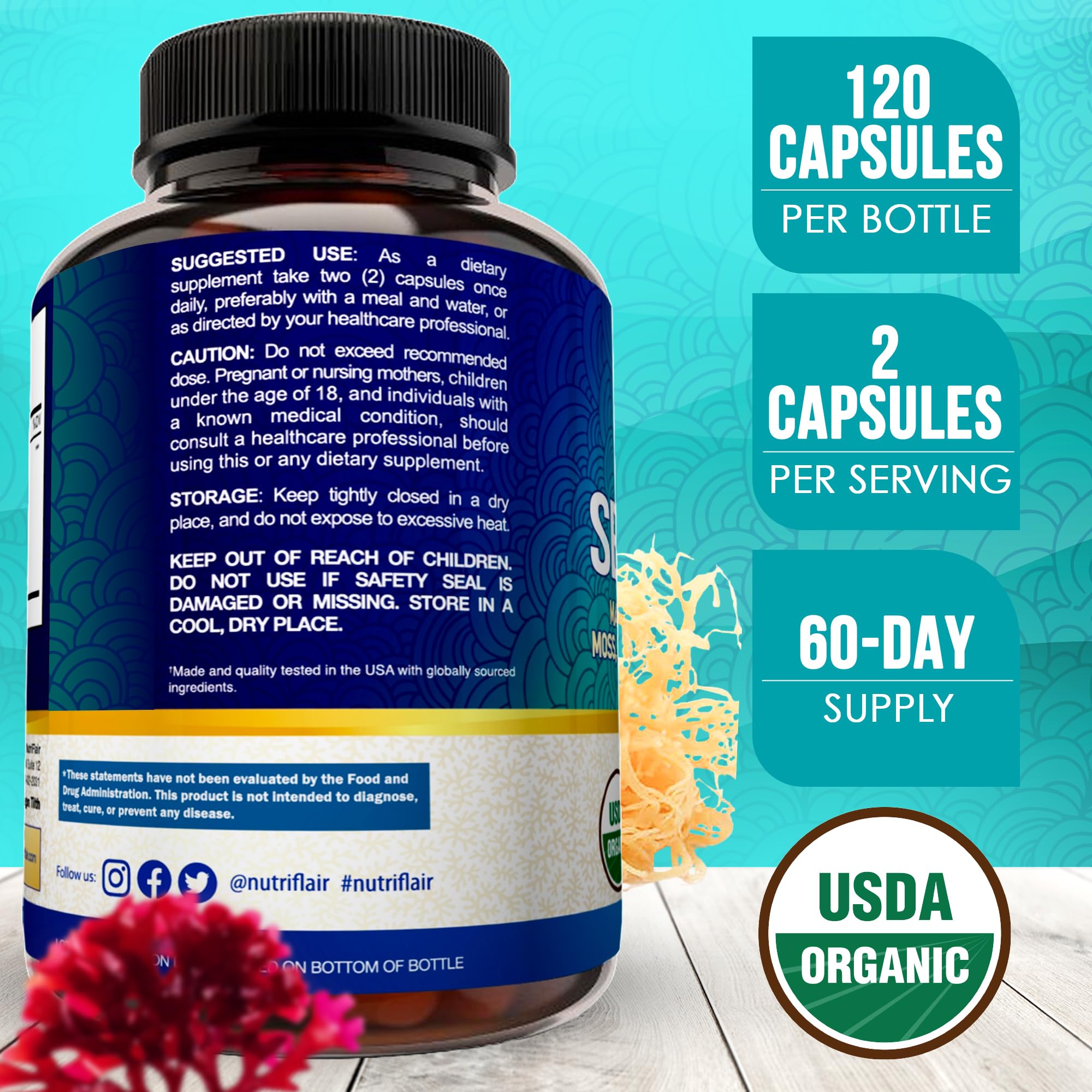 NutriFlair Sea Moss Capsules close-up of capsules