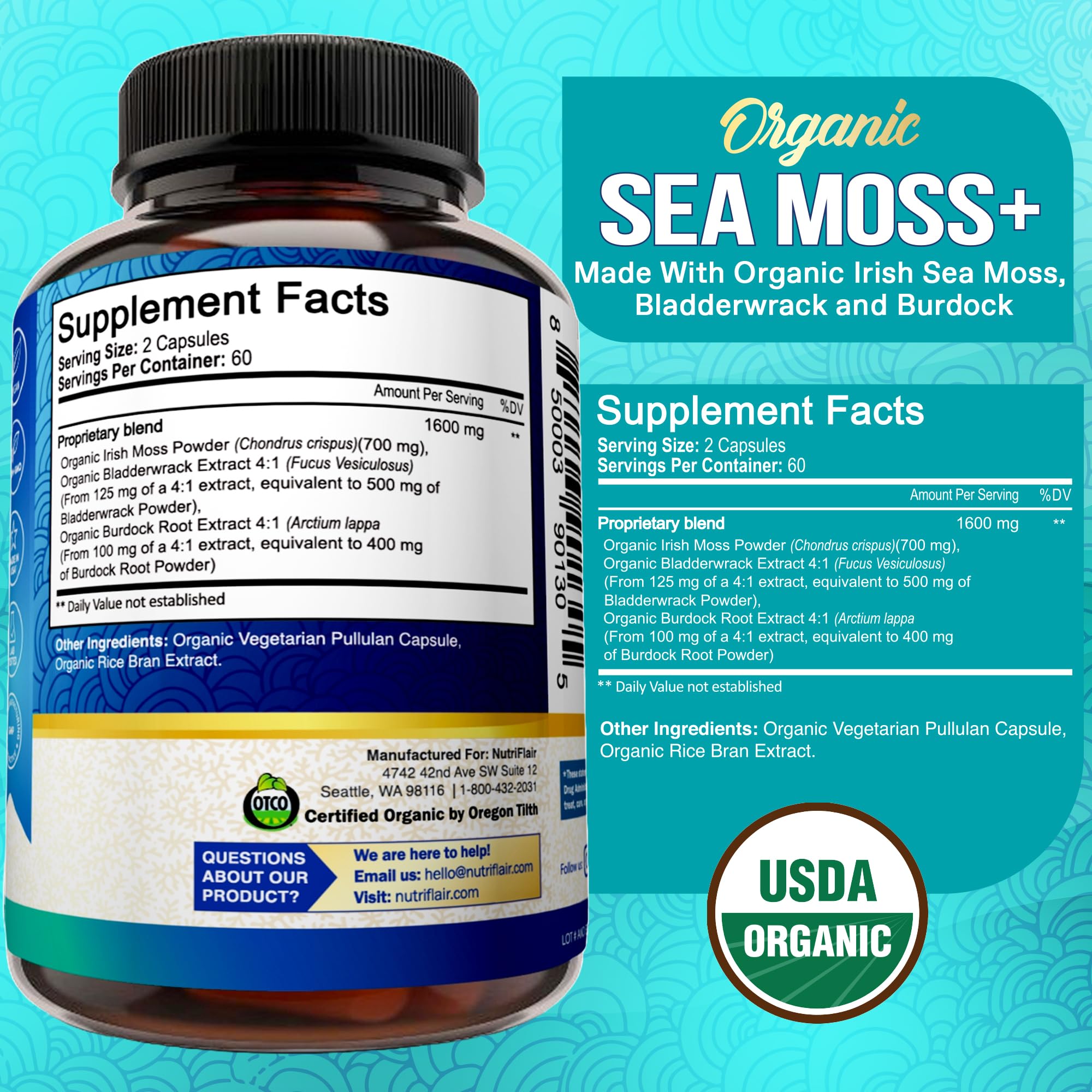 NutriFlair Sea Moss Capsules ingredients list